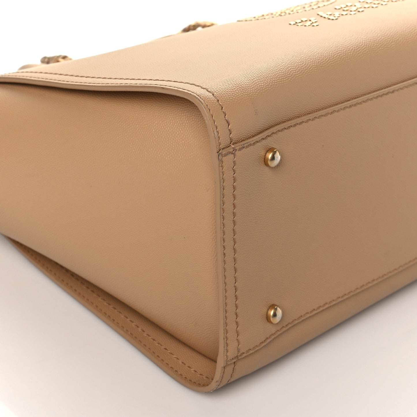 Caviar Small Studded Deauville Tote Beige
