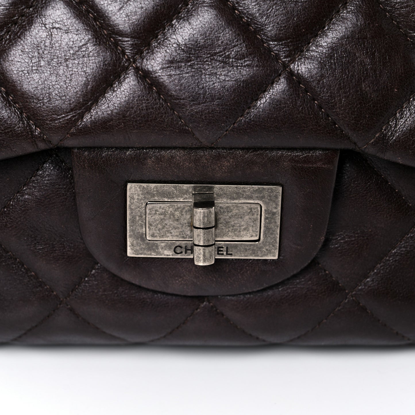 Washed Lambskin Quilted Jumbo Hybrid Reissue Flap Dark Brown