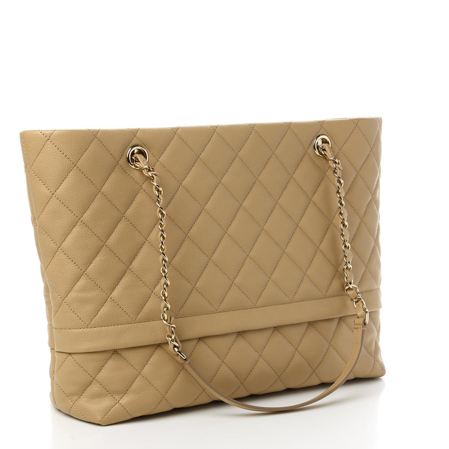 Caviar Quilted Rolled Up Tote Beige