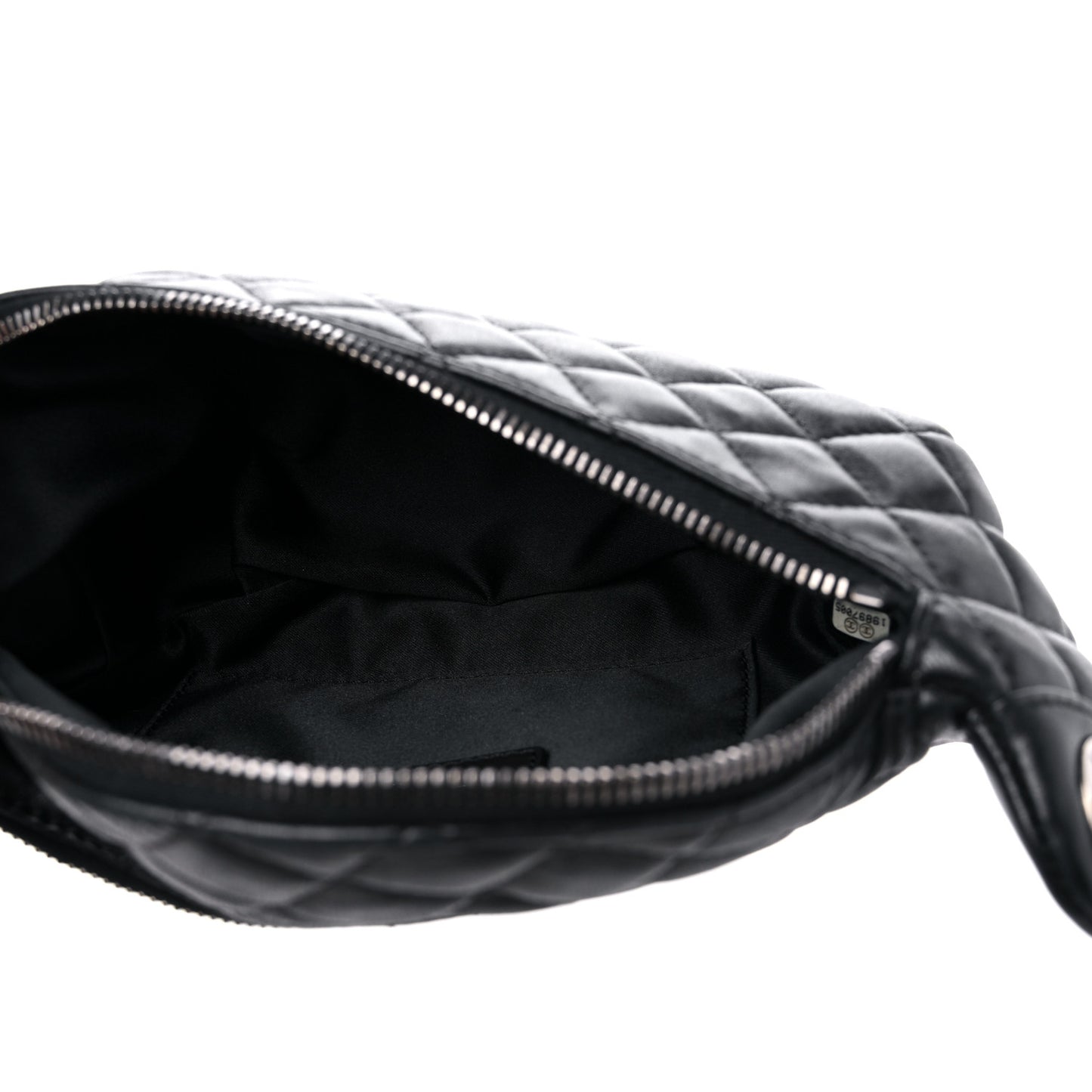 Lambskin Quilted Banane Waist Bag Fanny Pack Black