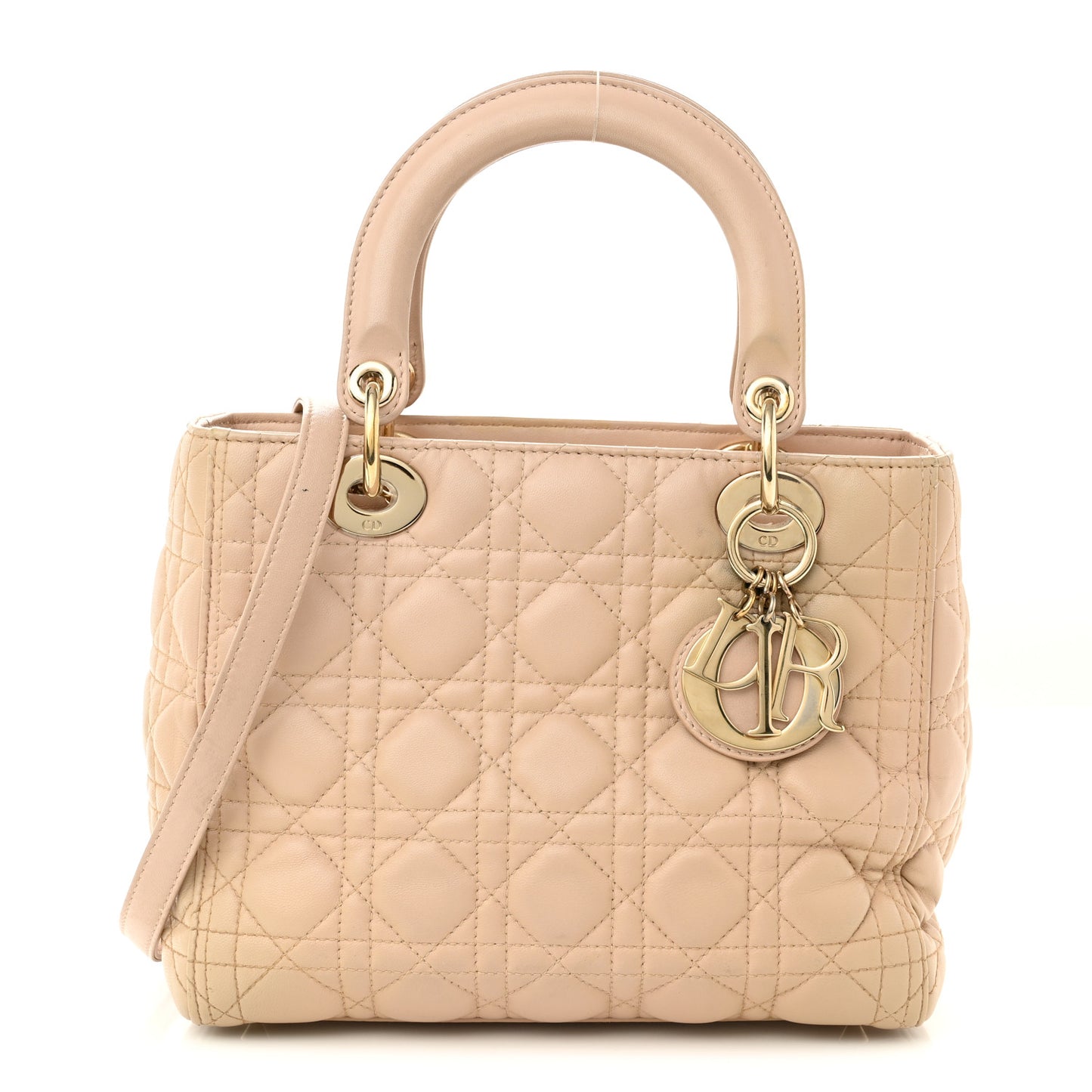 Lambskin Cannage Medium Lady Dior Beige