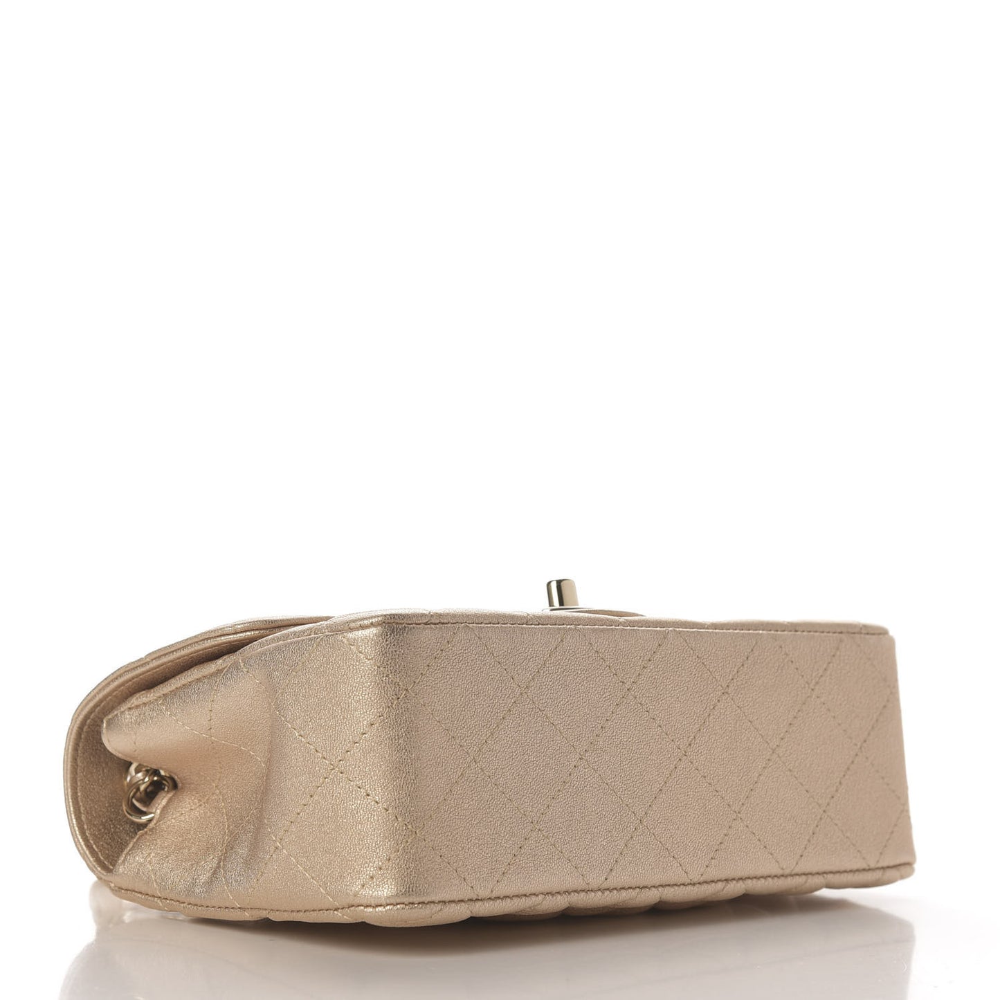 Metallic Lambskin Quilted Mini Rectangular Flap Gold