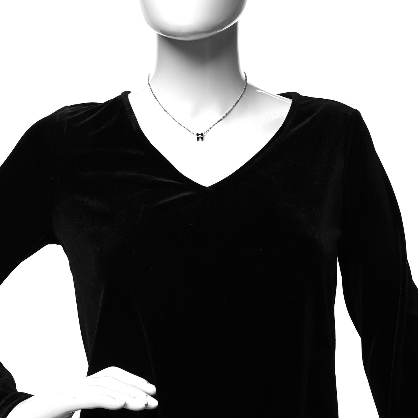 Lacquered Palladium Mini Pop H Pendant Necklace Black