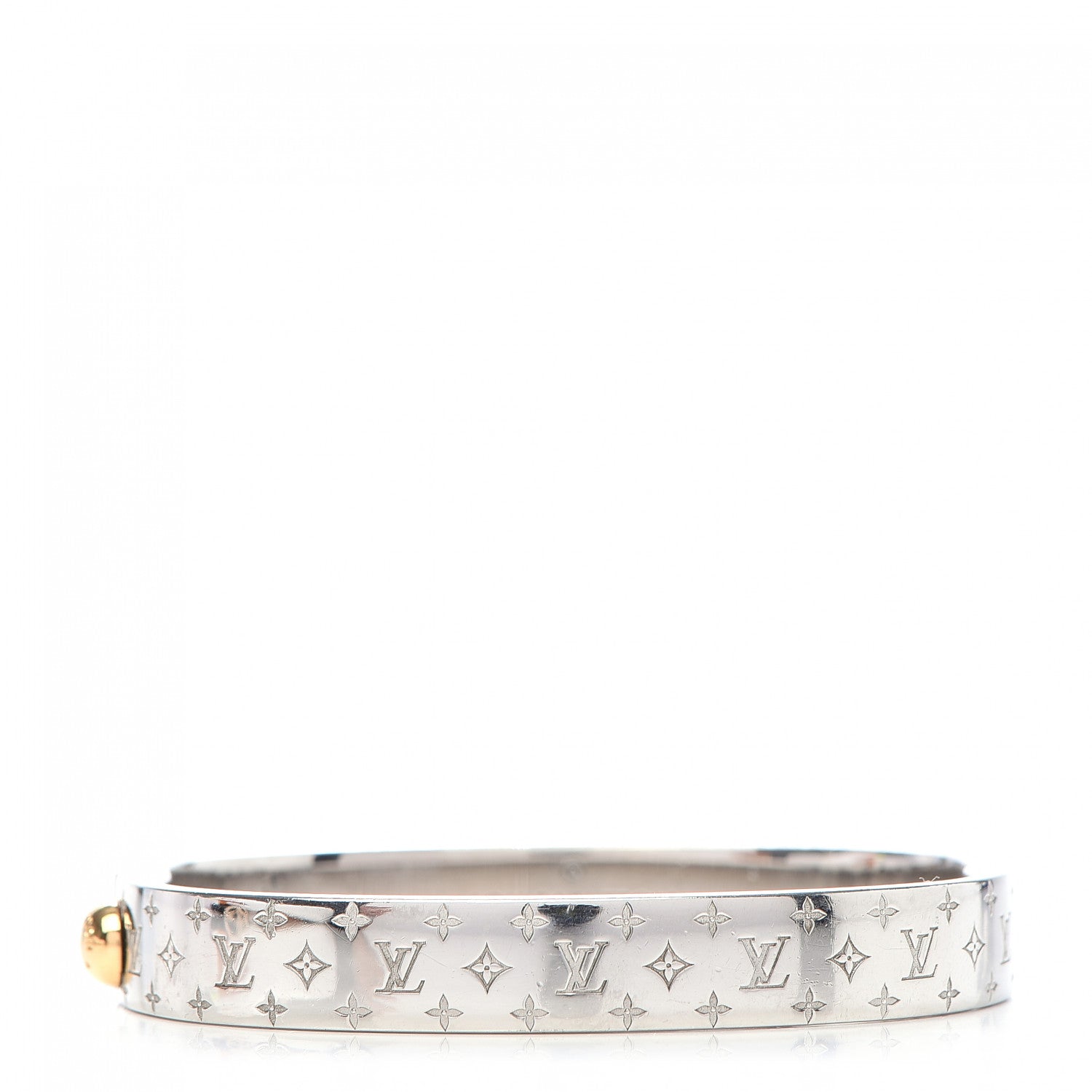 Louis Vuitton Brass Palladium Plated Nanogram Cuff M Silver 1 of 6