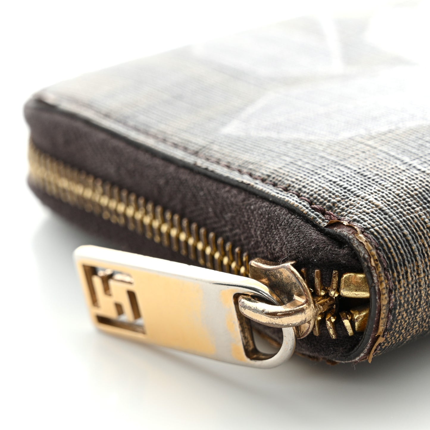 Zucca Spalmati Vitello Elite Rose Ladybug Zip Around Wallet Tobacco Yellow