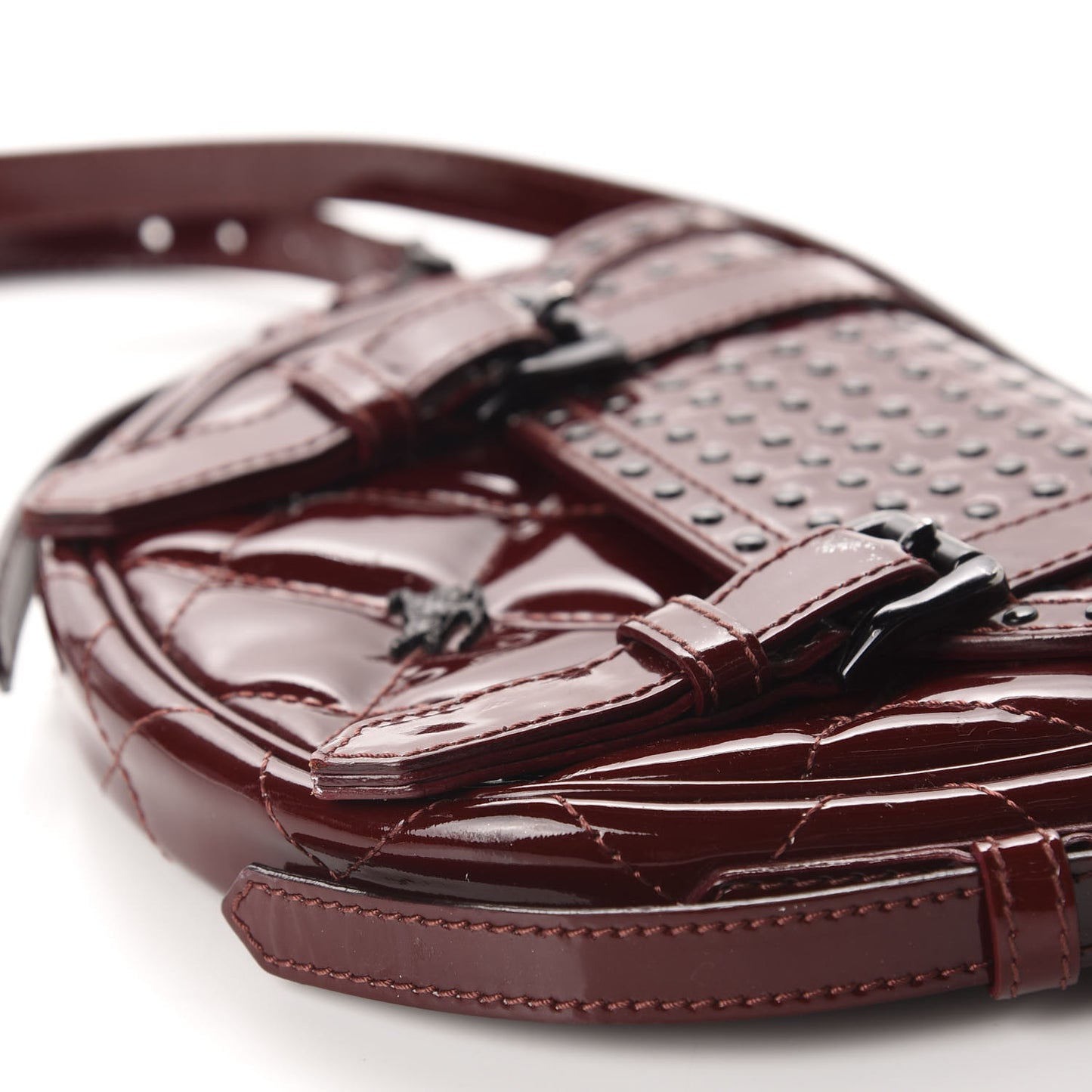 Patent Studded Crossbody Burgundy
