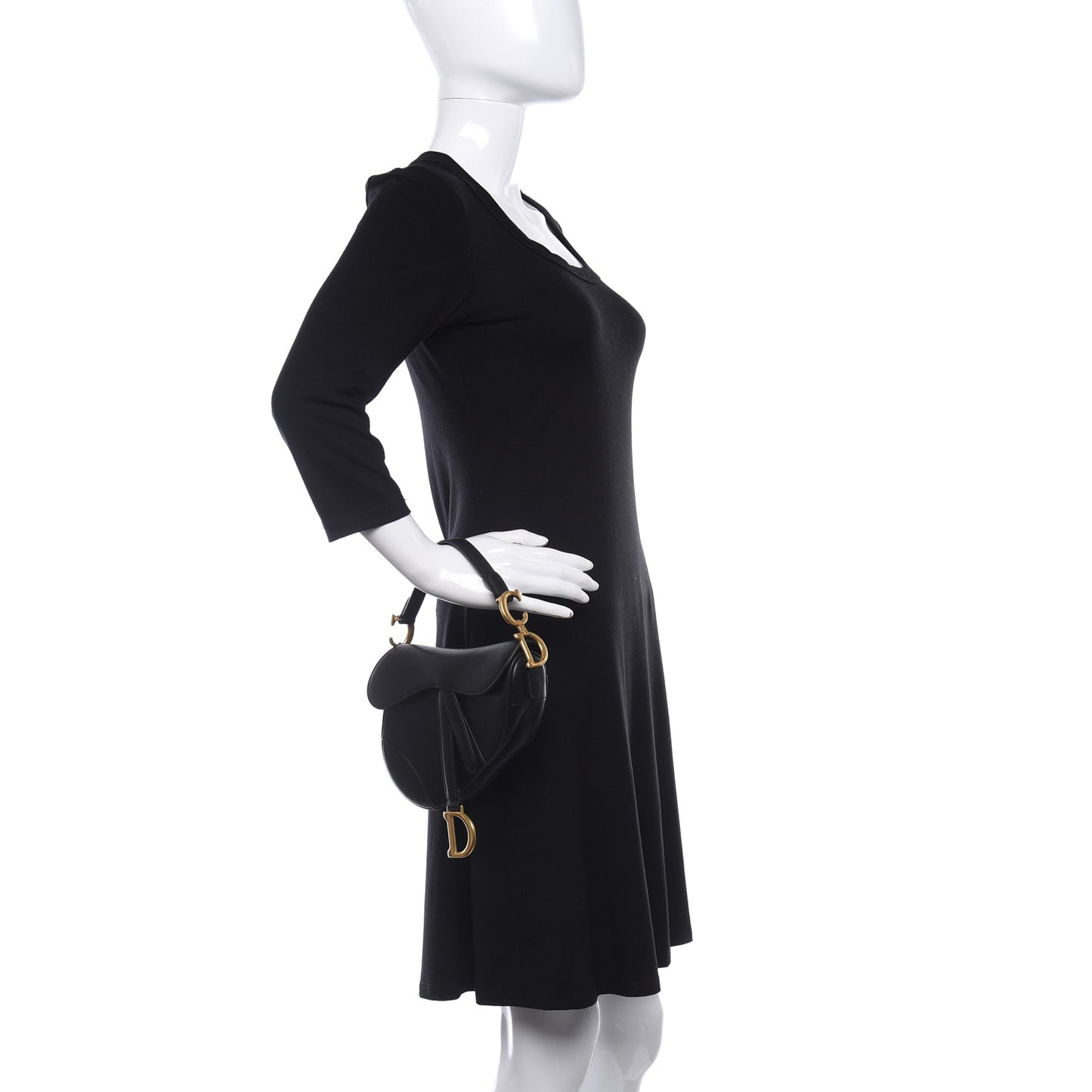Calfskin Mini Saddle Bag Black
