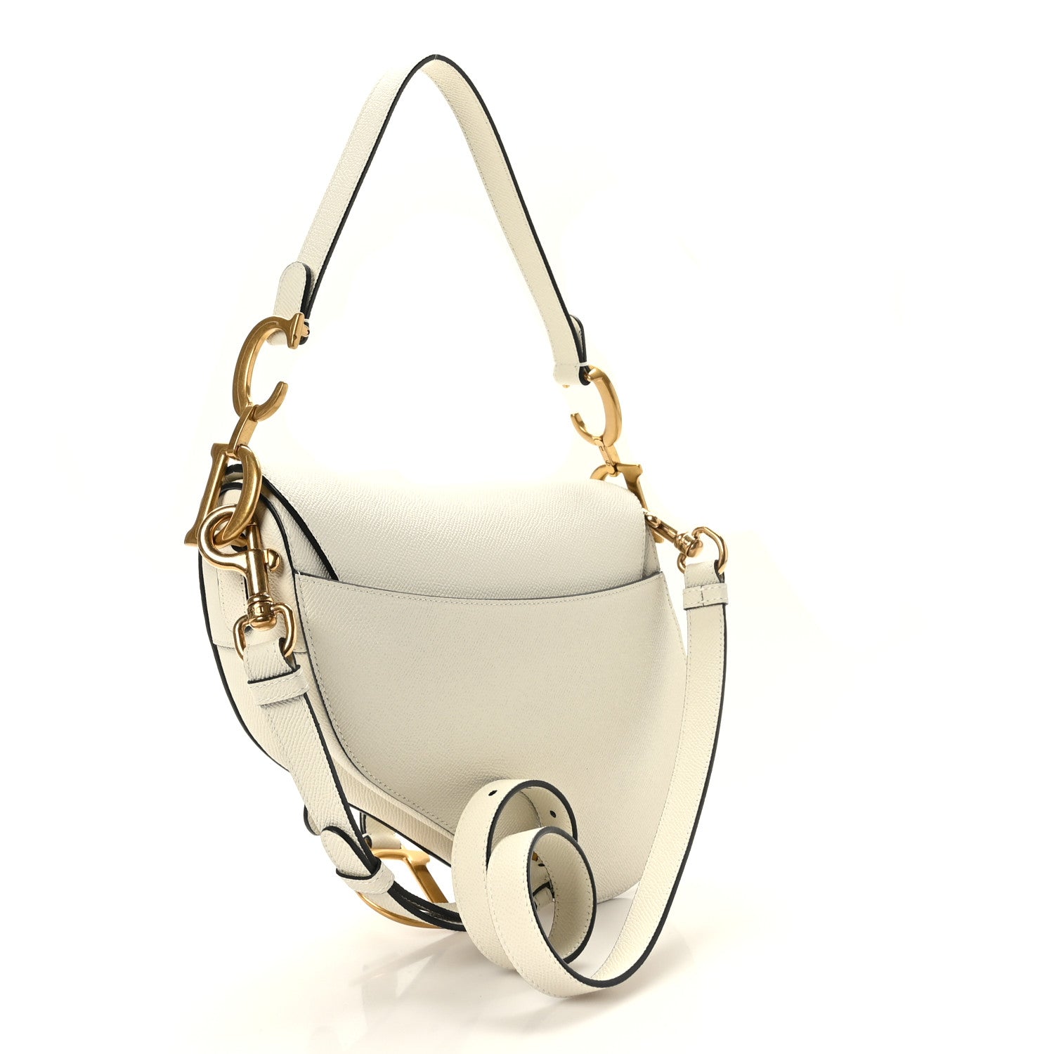 Christian Dior Grained Calfskin Saddle Bag With Strap Latte 2 of 9