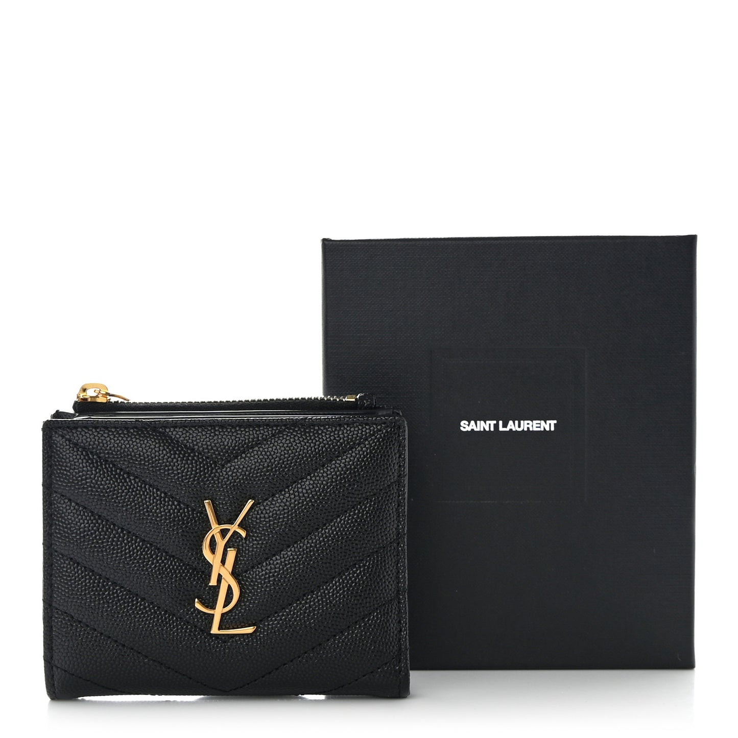 Grain De Poudre Matelasse Chevron Monogram Zipped Card Case Black