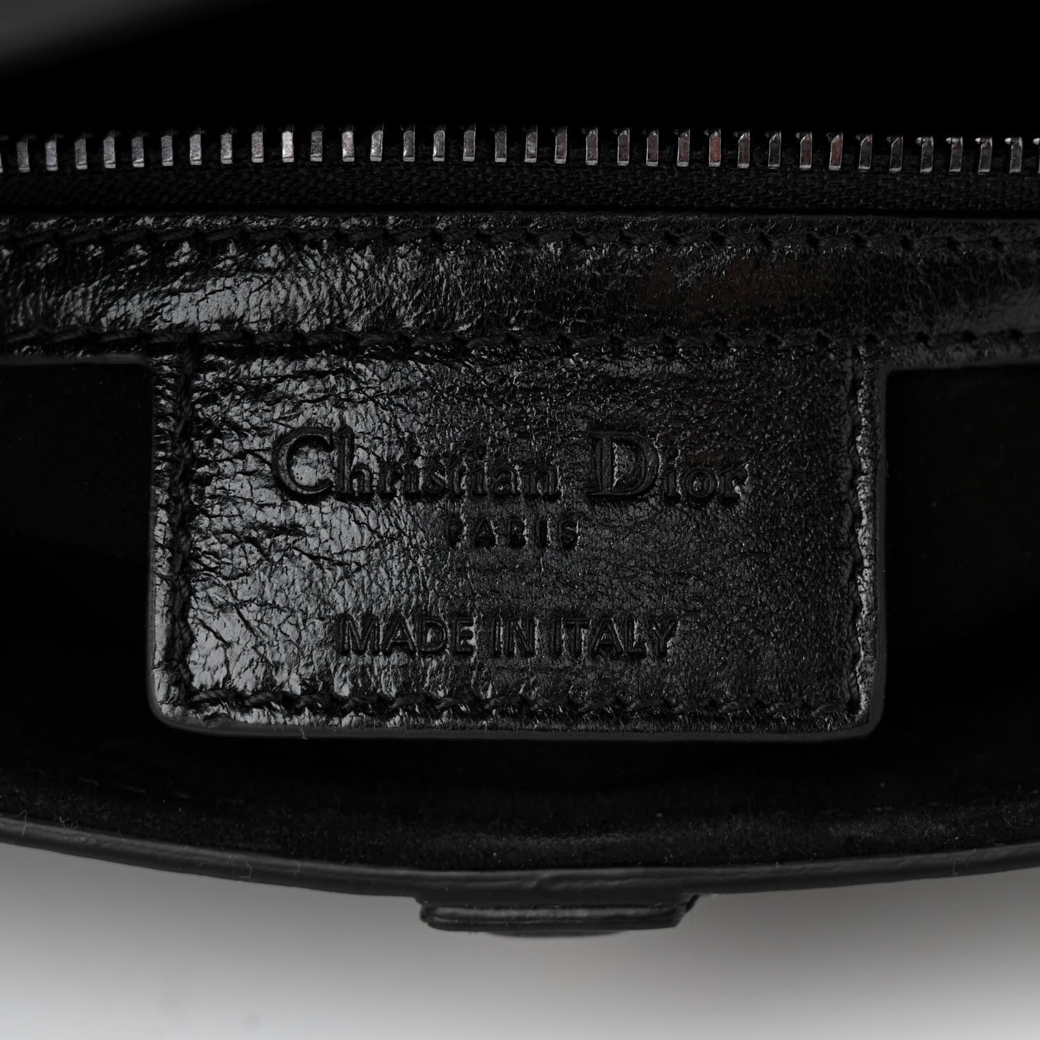 Christian Dior Crinkled Patent Lambskin Studded Saddle Bag With Strap Black 6 of 10