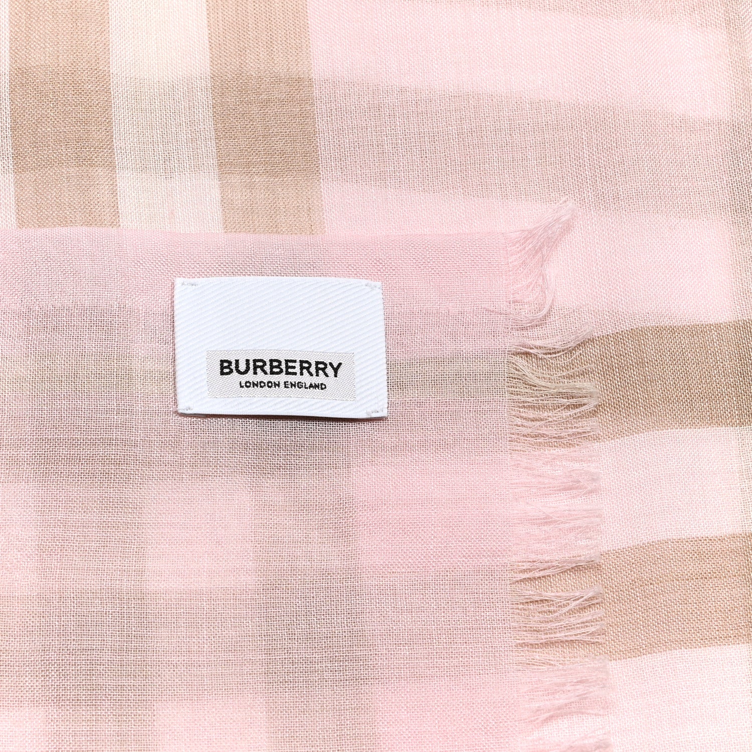 Burberry Wool Silk Gauze Giant Check Scarf Alabaster Pink 4 of 5