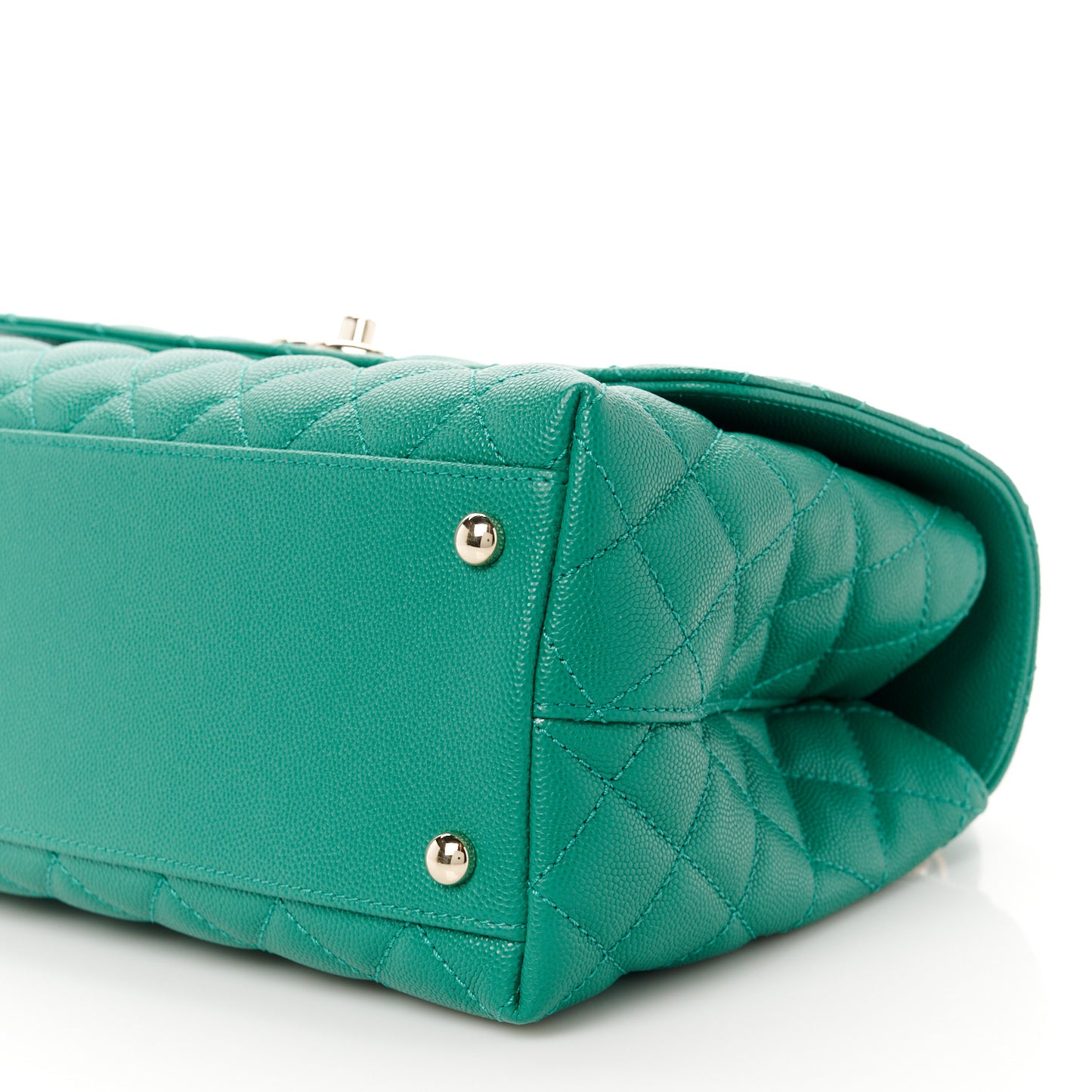 Caviar Quilted Small Coco Handle Flap Green