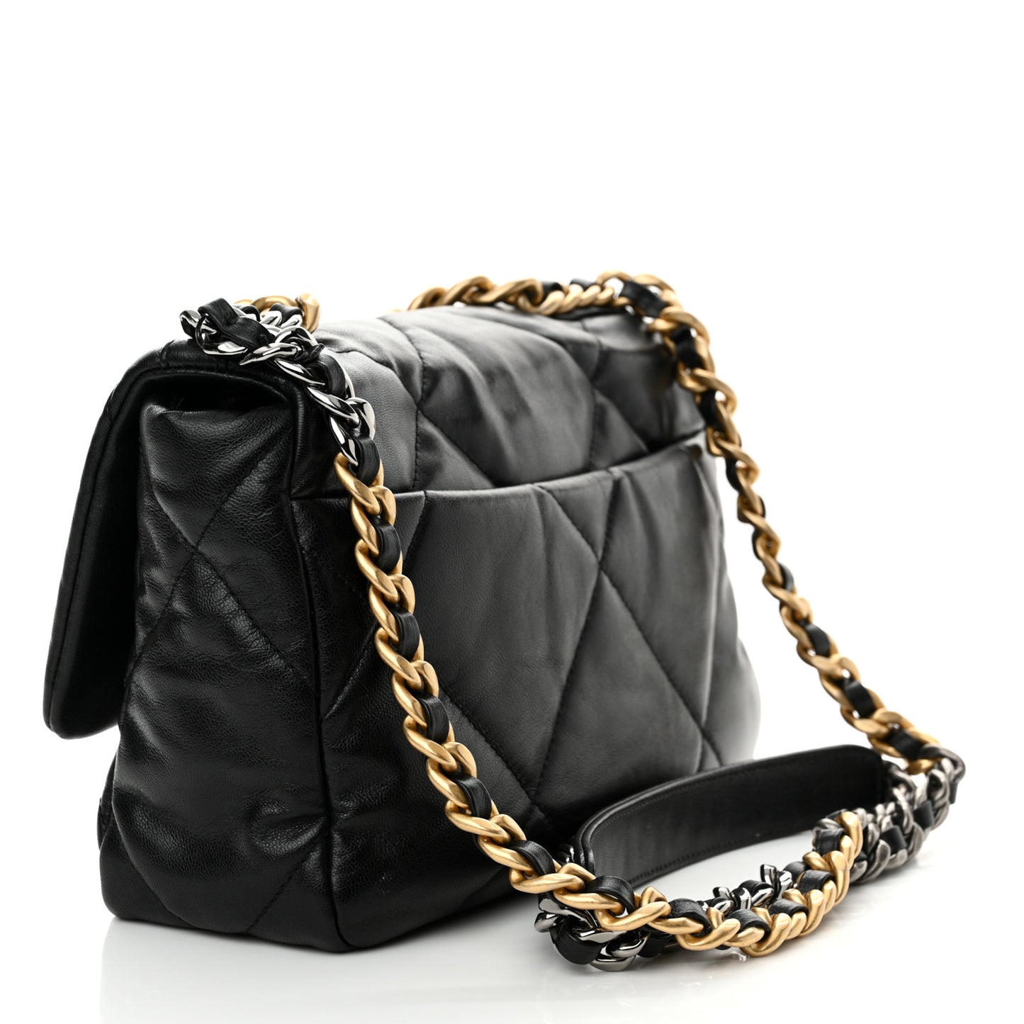 Goatskin Quilted Medium Chanel 19 Flap Black