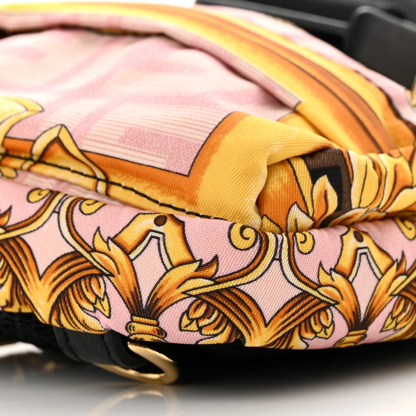 X VERSACE Silk Vitello Fendace FF Baroque Mini Fendiness Backpack Tobacco Pink Gold