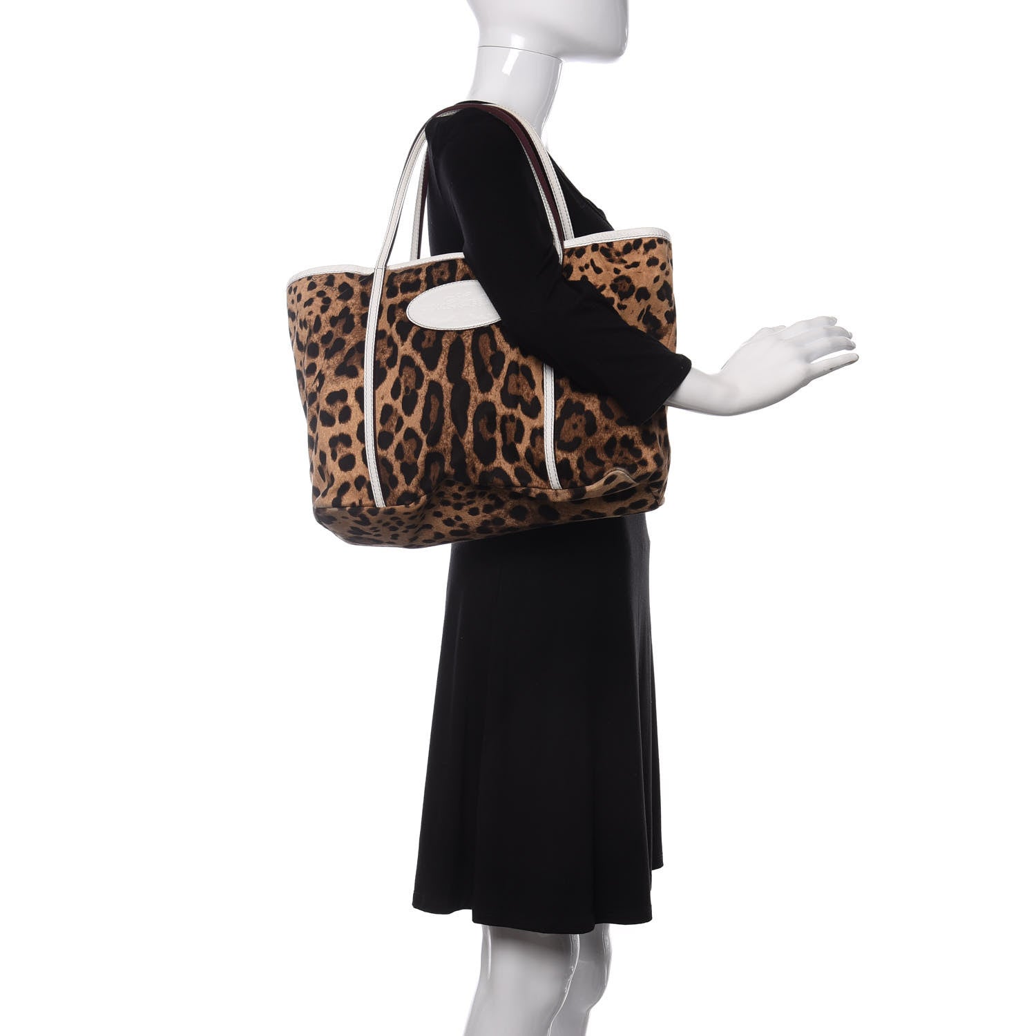 Dolce & Gabbana Canvas Leopard Print Medium Tote White 2 of 9