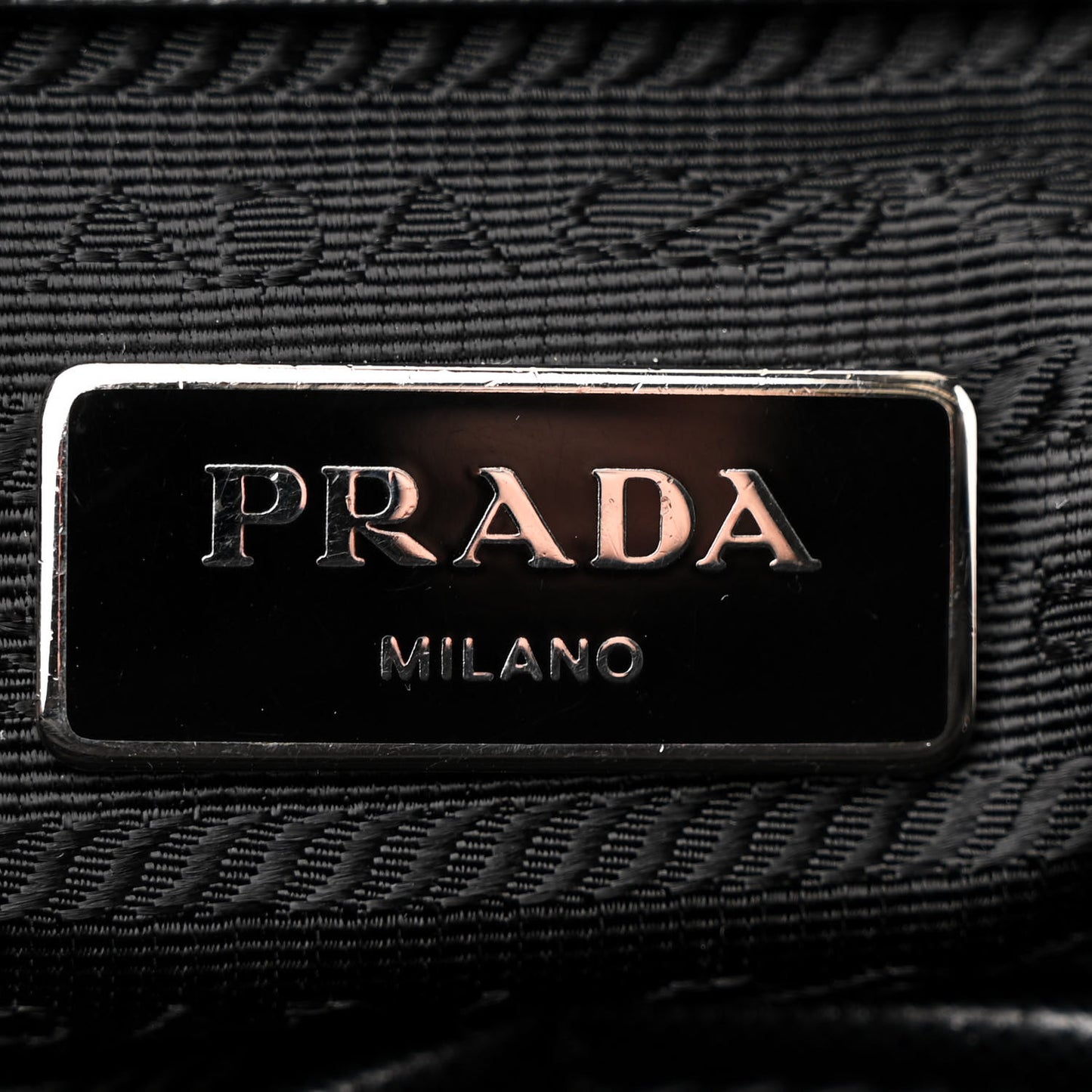Tessuto Nylon Saffiano Metal Triangle Logo Work Bag Black