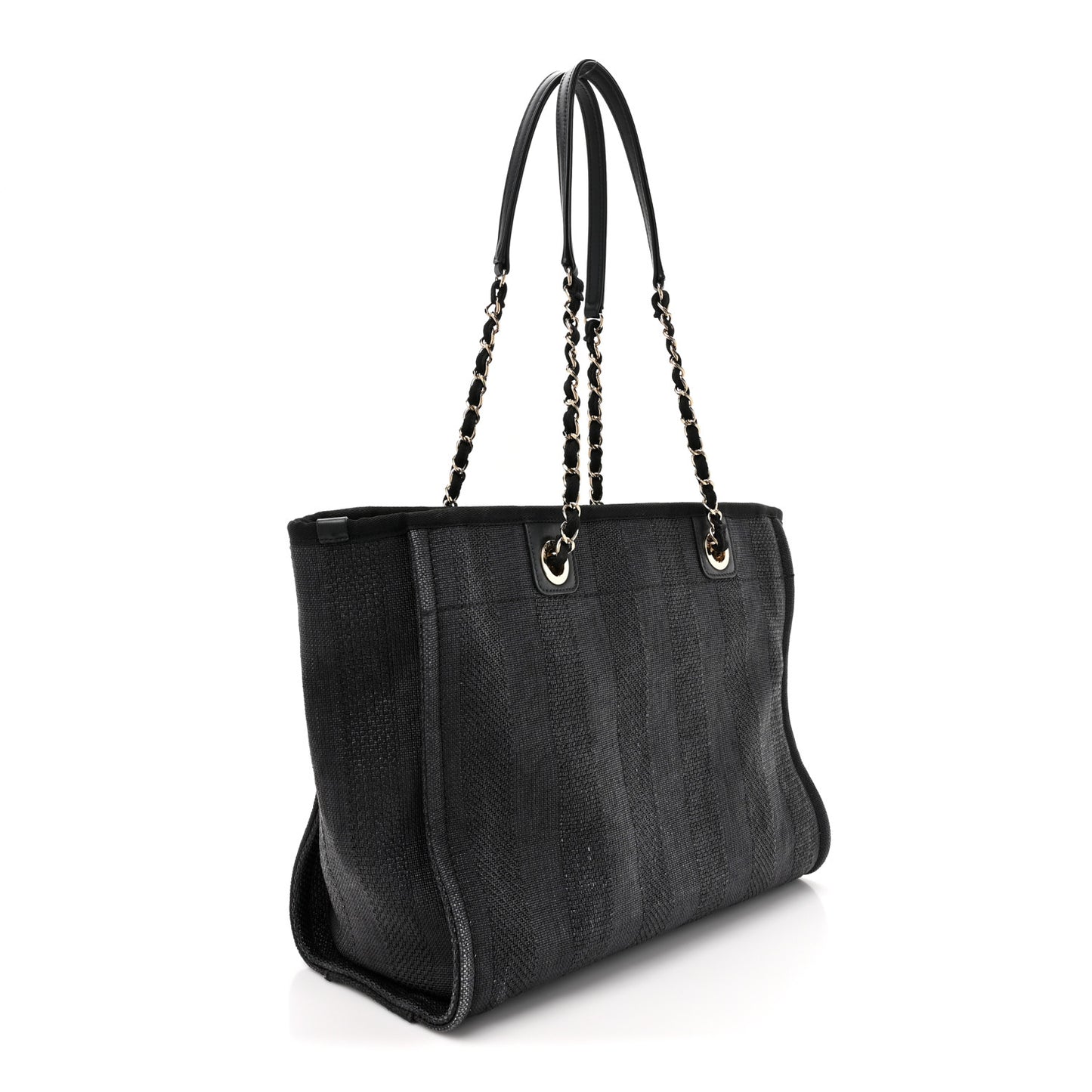 Mixed Fibers Striped Small Deauville Tote Black