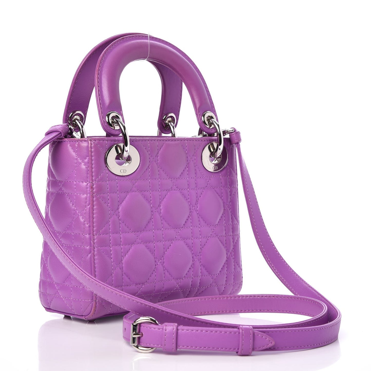 Lambskin Cannage Mini Lady Dior Purple