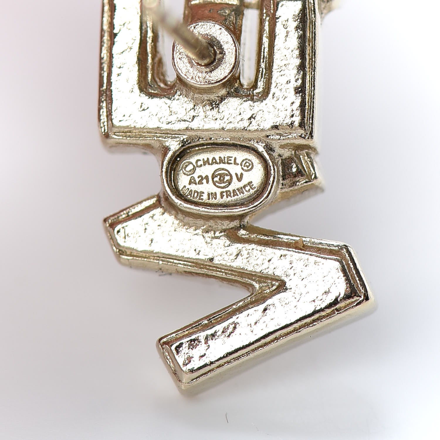 Chanel Crystal Pearl Signature Stud Earrings Gold 4 of 4