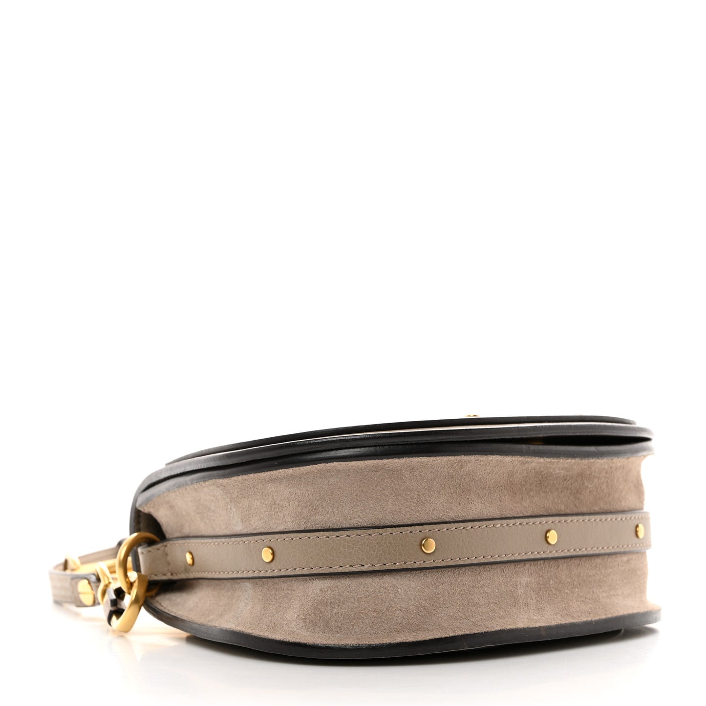 Calfskin Suede Small Nile Bracelet Bag Motty Grey