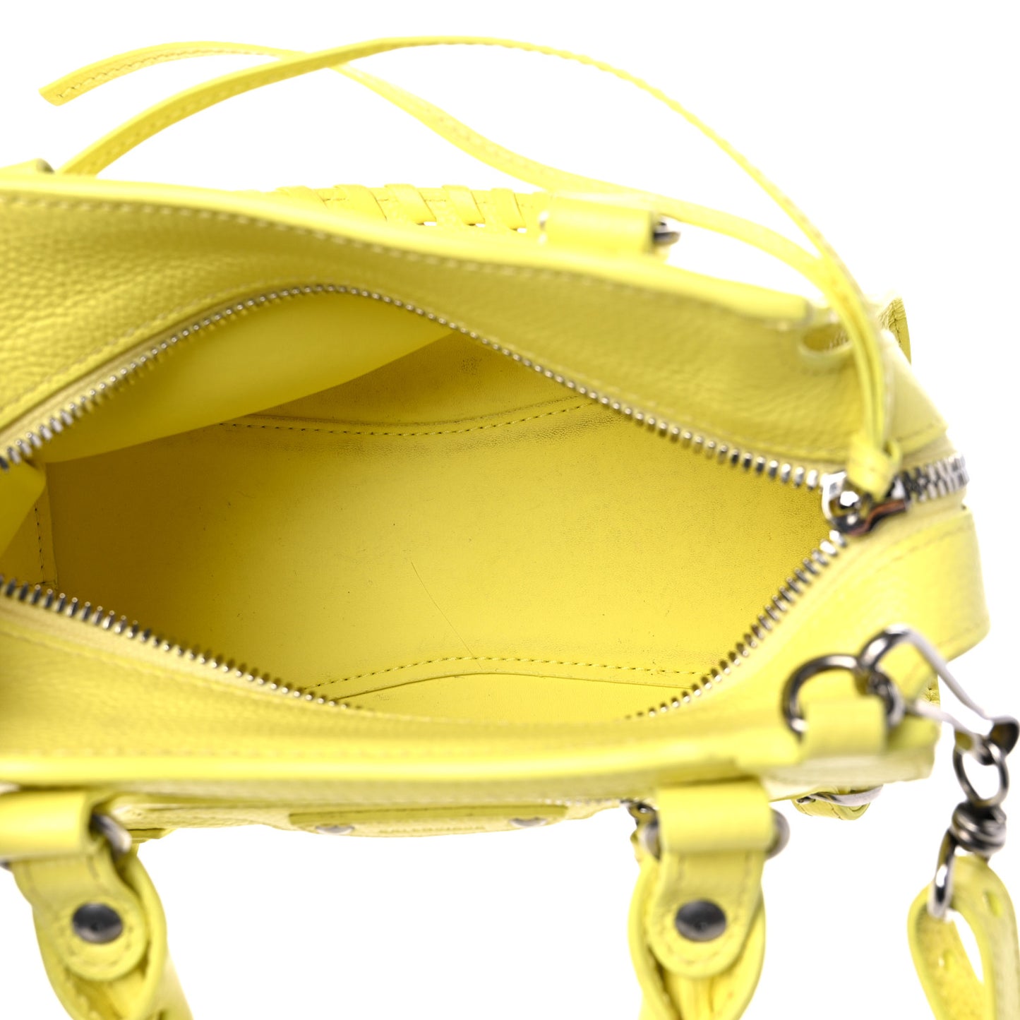 Grained Calfskin Neo Classic Silver Hardware Mini City Light Yellow