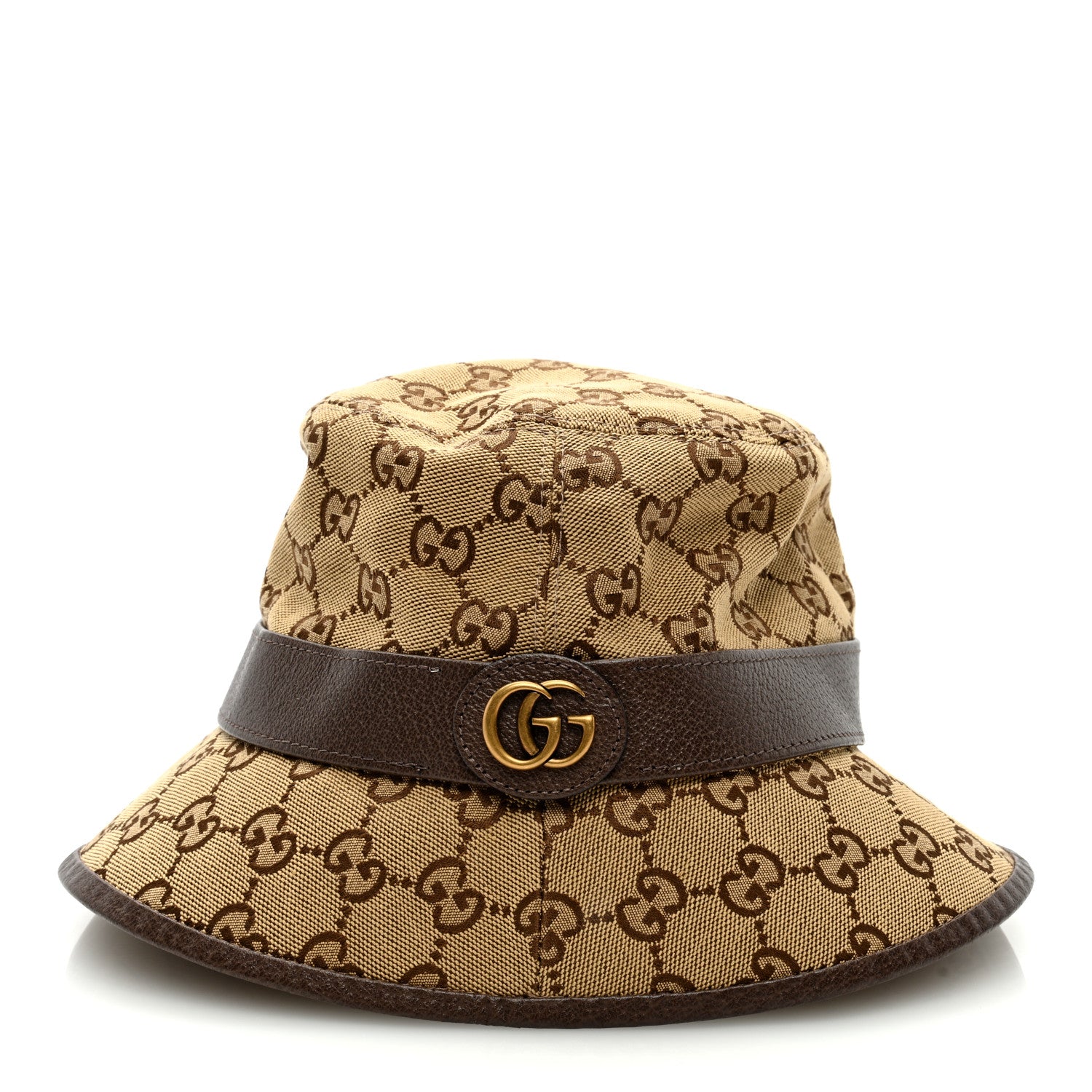 Gucci Monogram Textured Dollar Calfskin GG Jago Bucket Hat M Cacao Beige 4 of 7