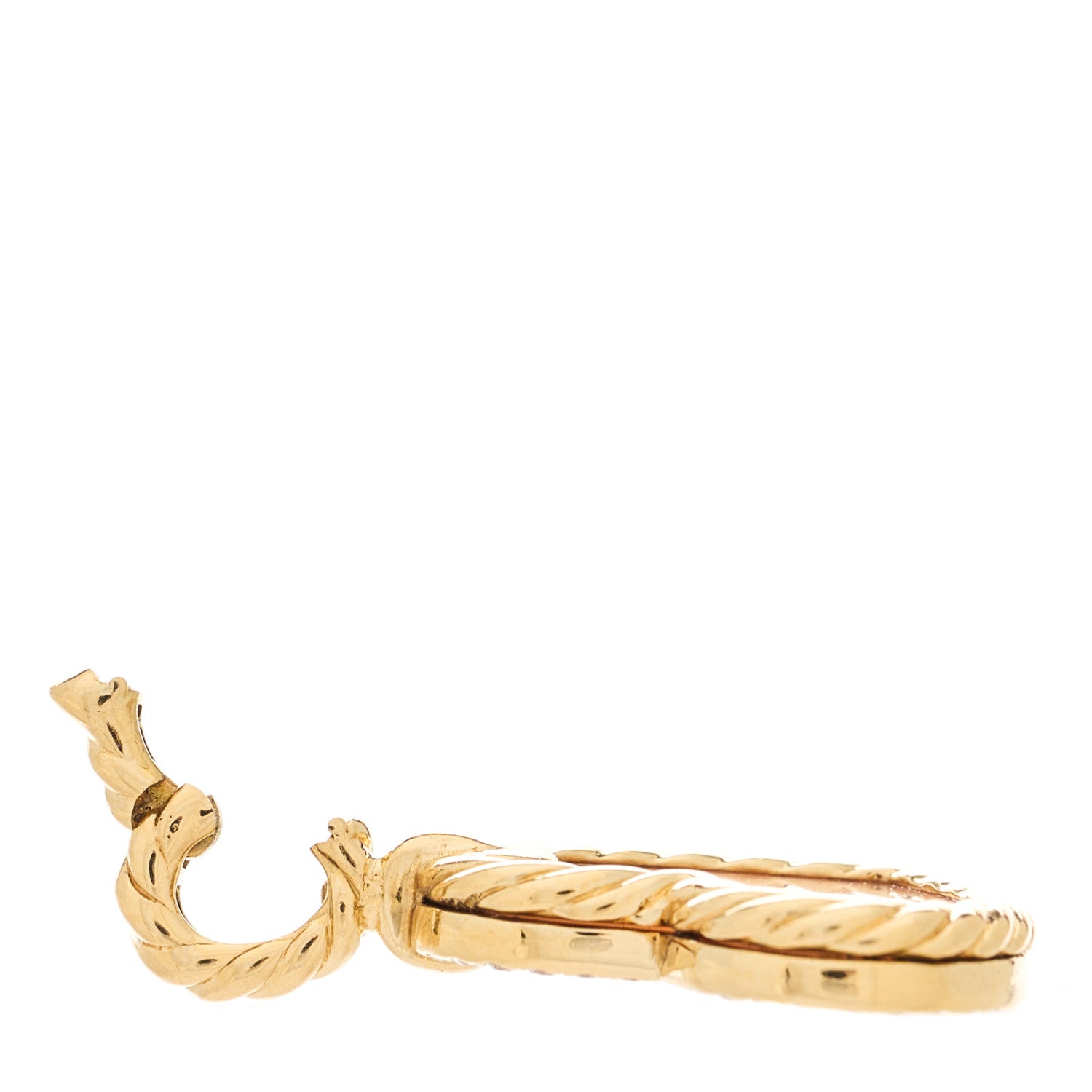 David Yurman 18K Yellow Gold Diamond Pink Opal DY Elements Heart Amulet Pendant 4 of 4