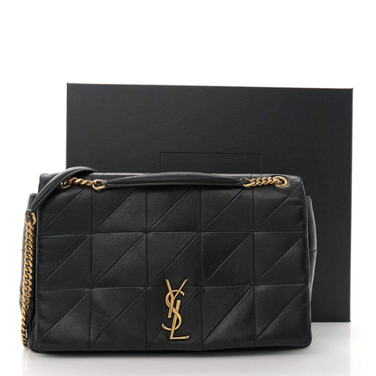 Lambskin Patchwork Monogram Large Jamie Black