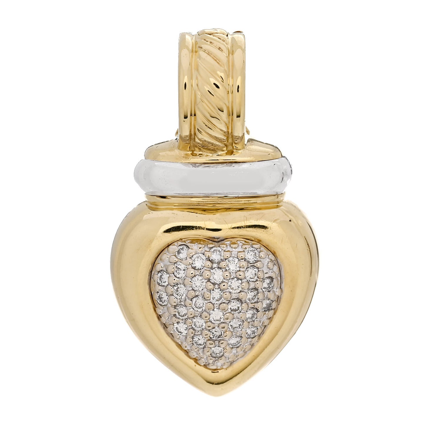 18K Yellow White Gold Diamond Heart Enhancer Pendant