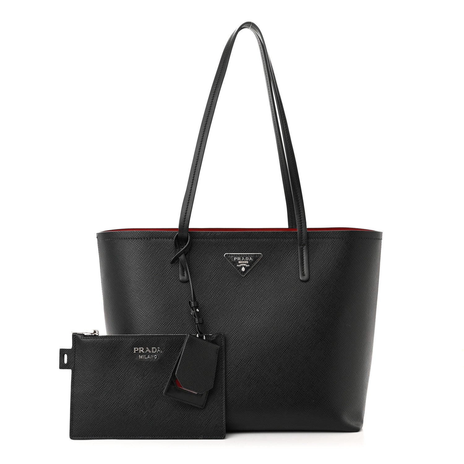 Prada Saffiano Cuir Shopping Tote Black Fuoco 1 of 17