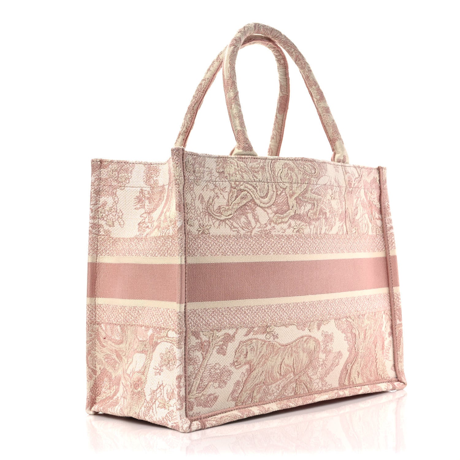 Christian Dior Canvas Embroidered Medium Dioriviera Toile De Jouy Book Tote Rose 2 of 7