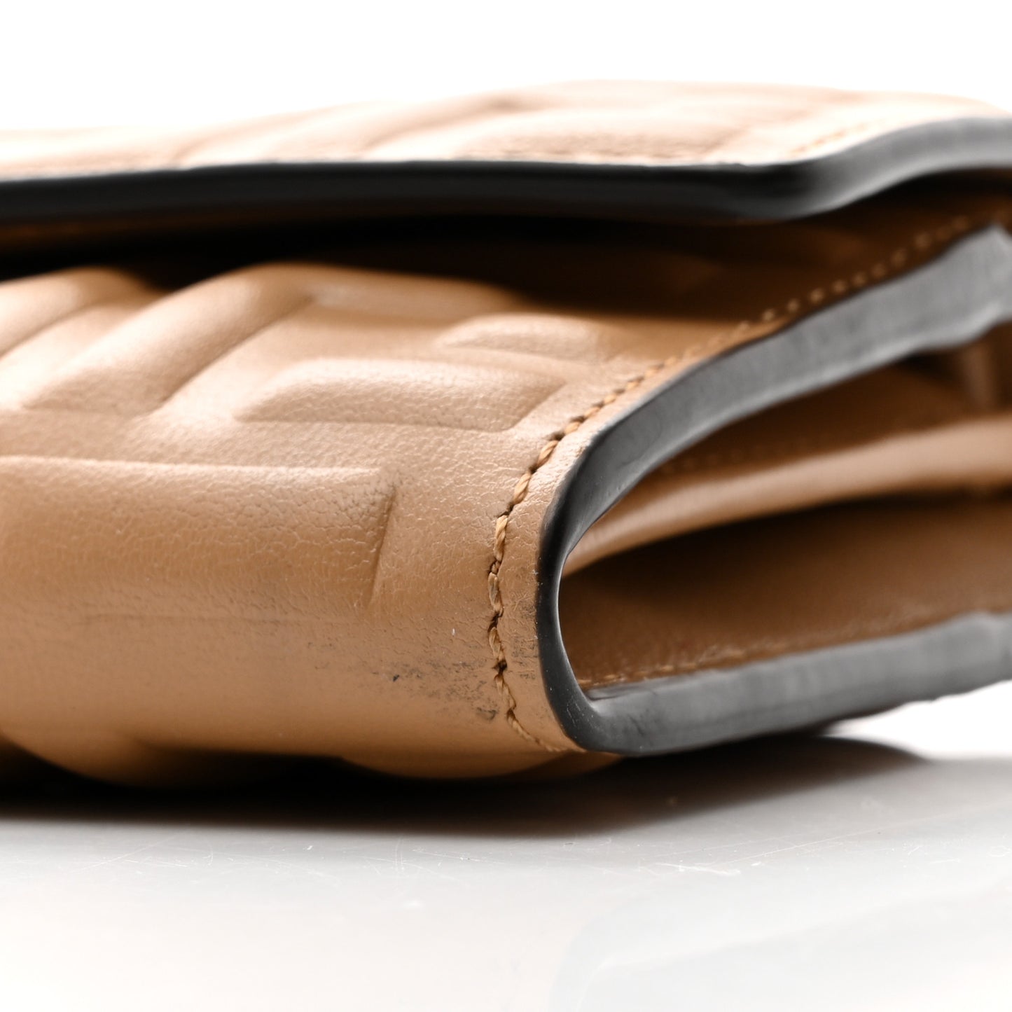 Nappa Matisse FF Embossed Continental Wallet On Chain Miele Scuro