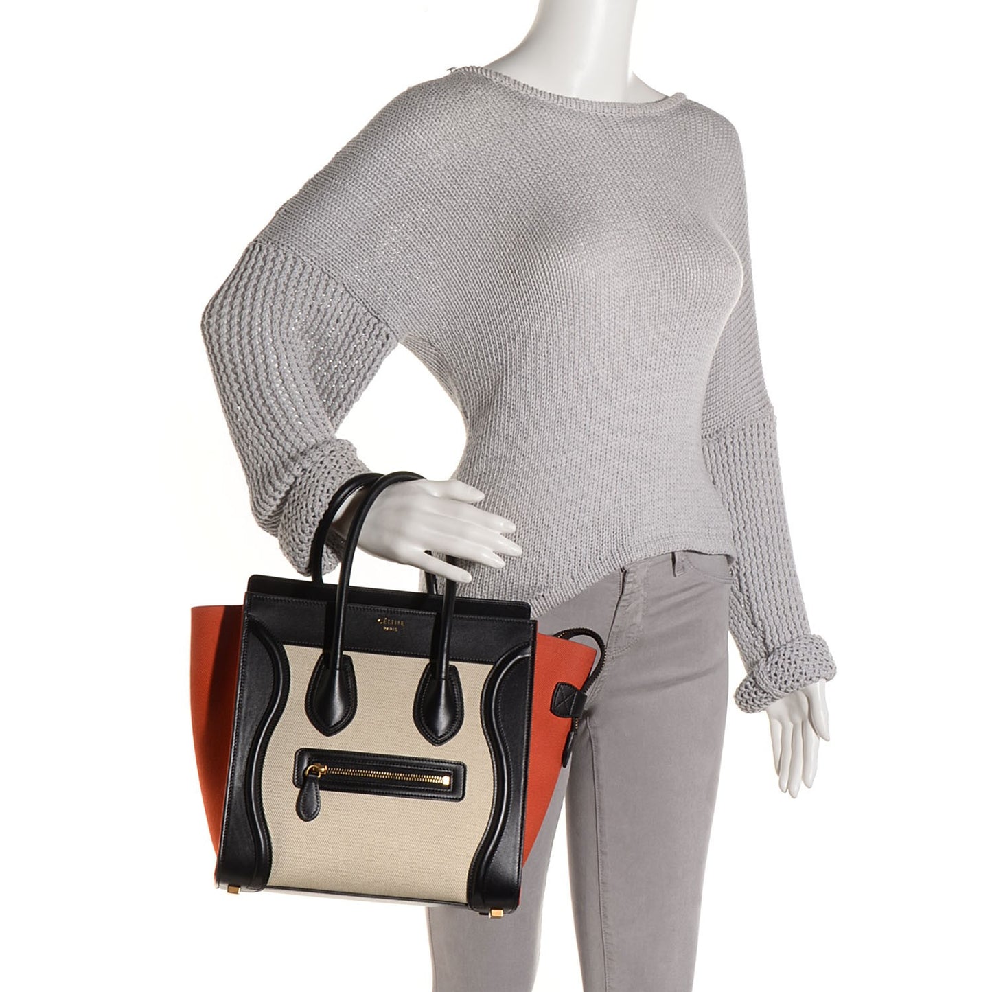 Canvas Smooth Calfskin Micro Tri-Color Luggage Natural