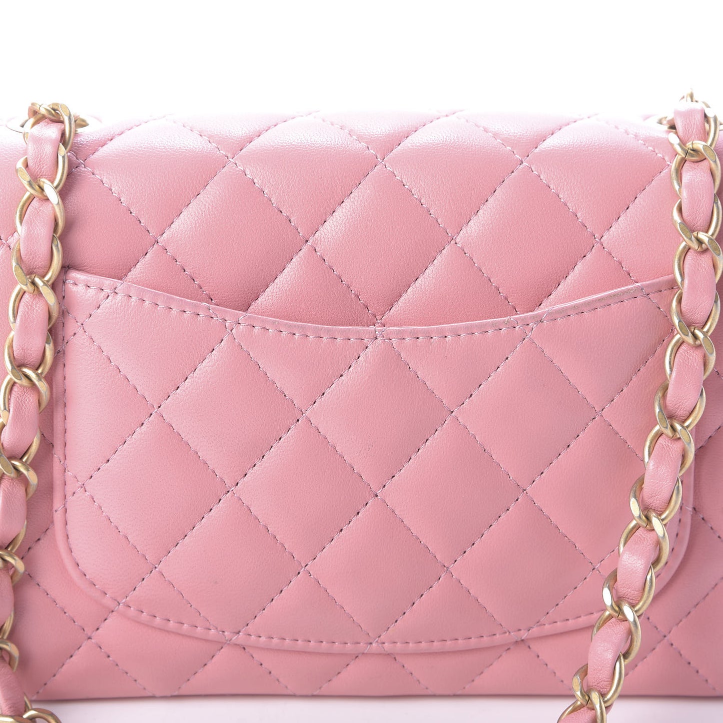 Lambskin Quilted Mini Rectangular Flap Pink