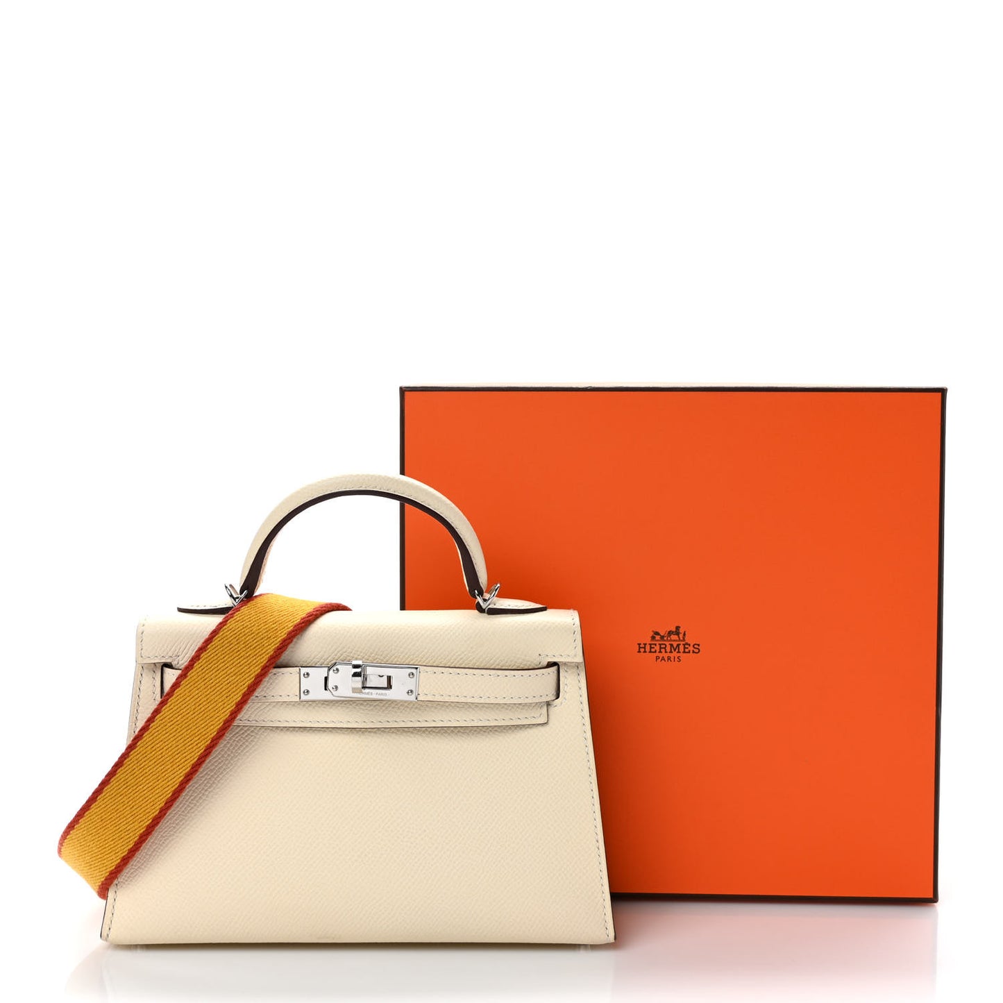 Epsom Mini Kelly Sellier 20 Nata Jaune Ambre Brique