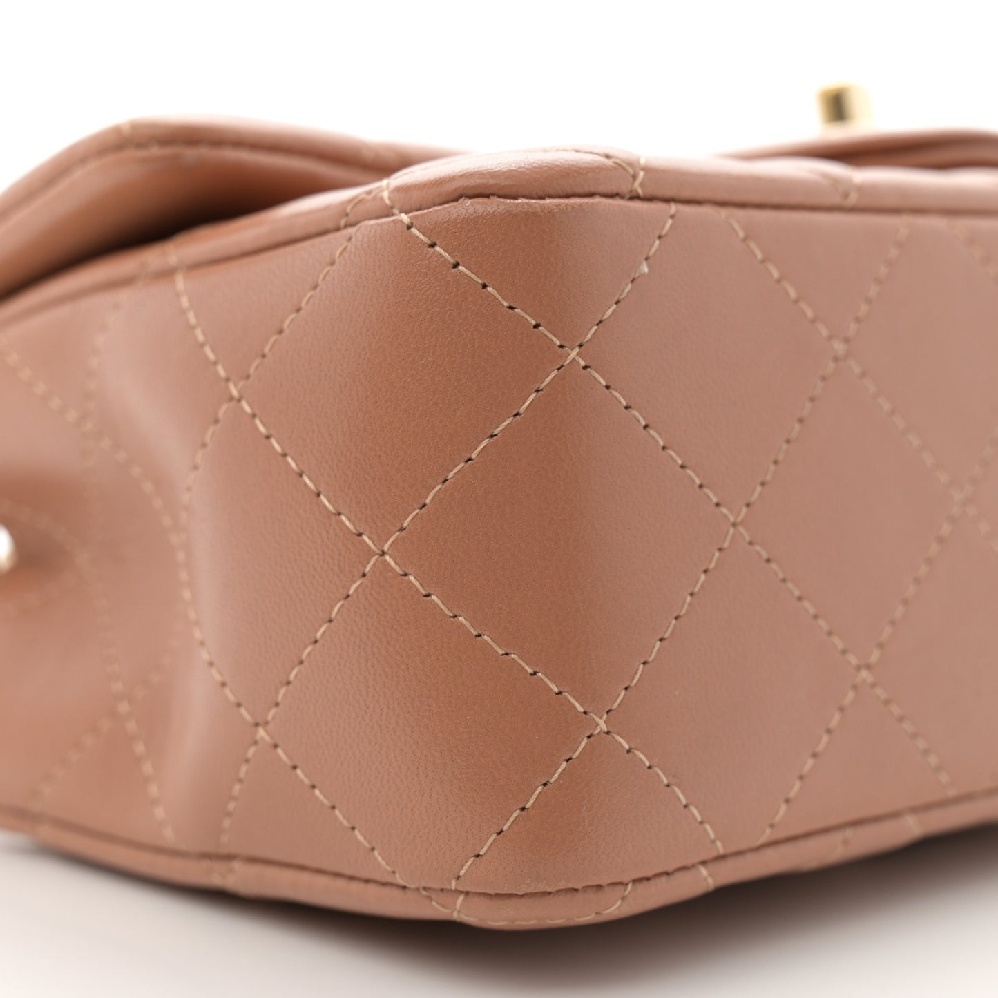 Lambskin Quilted Mini Rectangular Flap Brown