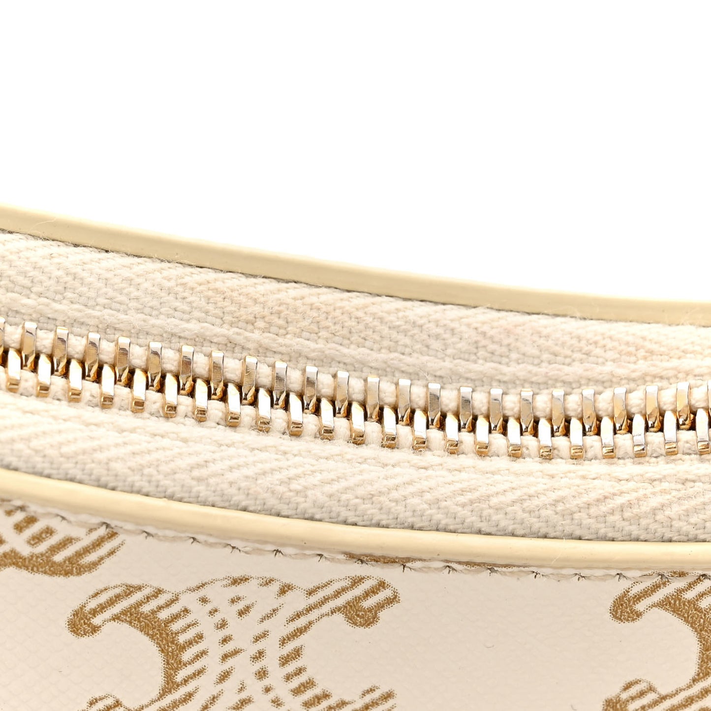 Canvas Calfskin Ava Triomphe Shoulder Bag White