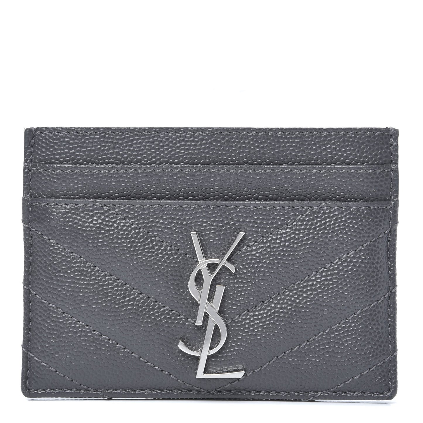 Grain De Poudre Matelasse Chevron Monogram Credit Card Case Earth