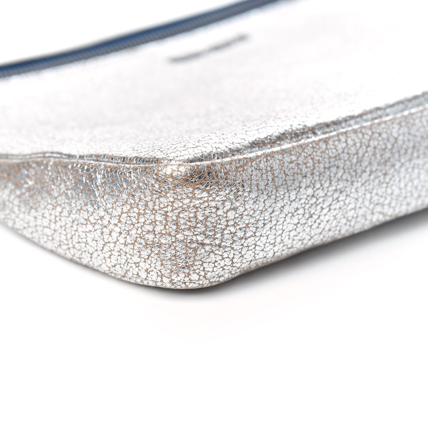Shimmer Calfskin Zena Clutch Silver