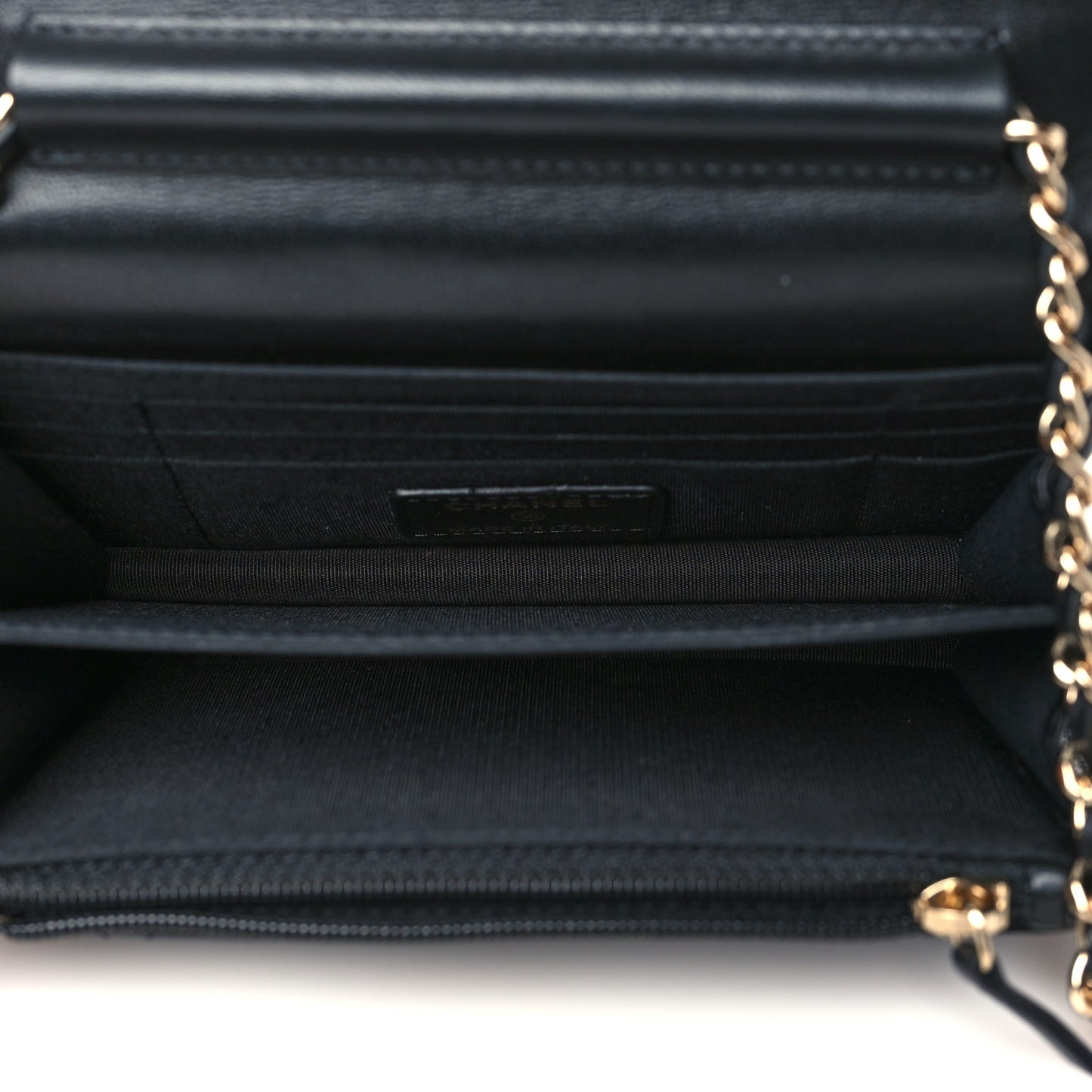 Lambskin Quilted Mini Camellia Bow Wallet On Chain WOC Black