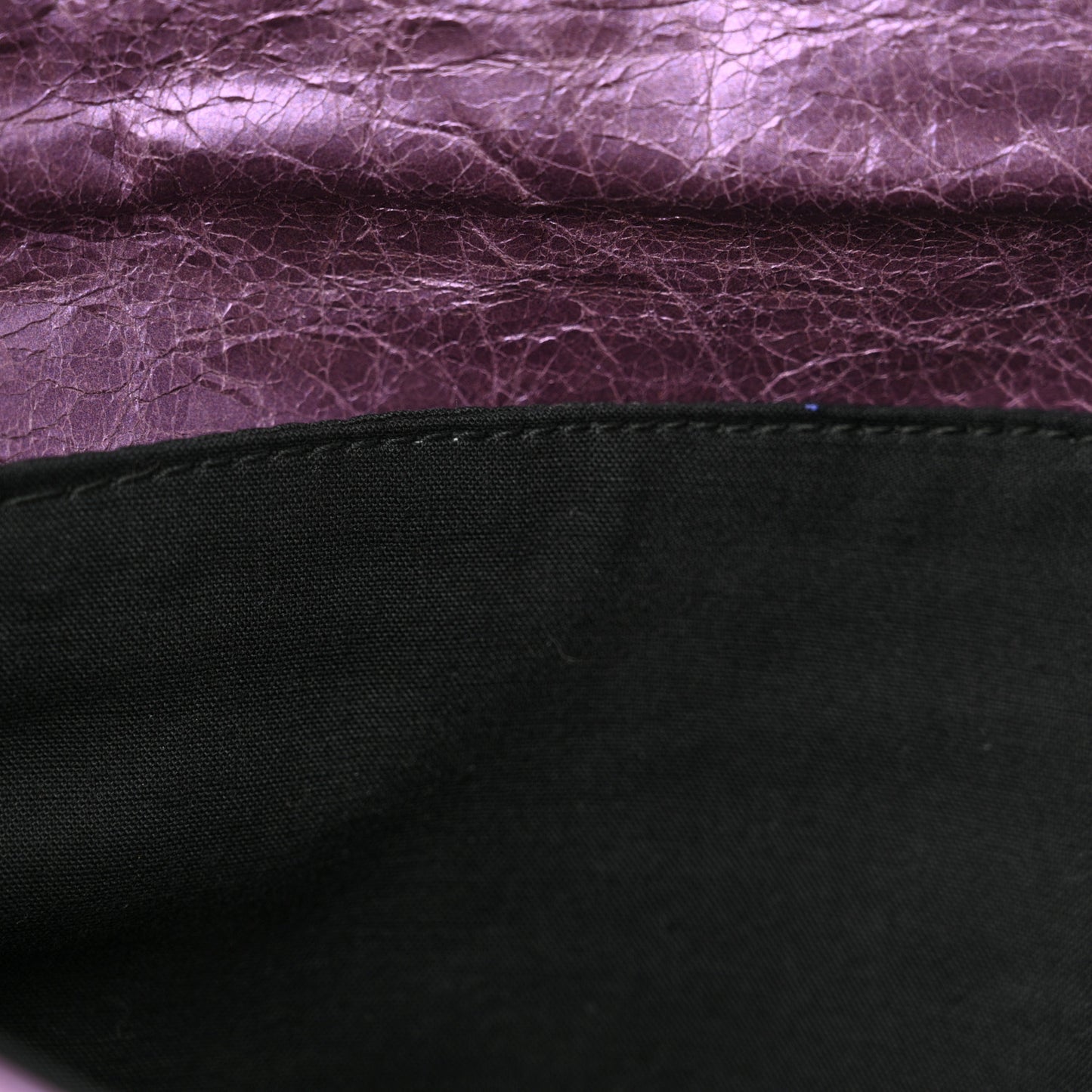 Agneau Classic Hardware Envelope Clutch Metallic Purple