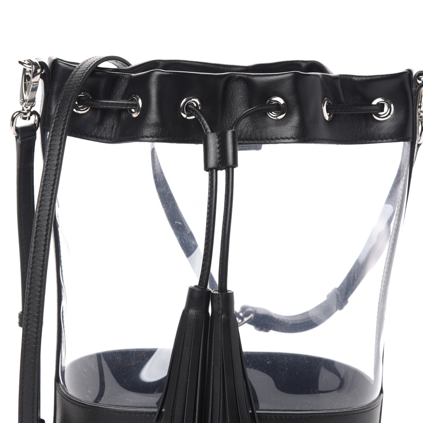 Plex Soft Calf Drawstring Bucket Bag Black
