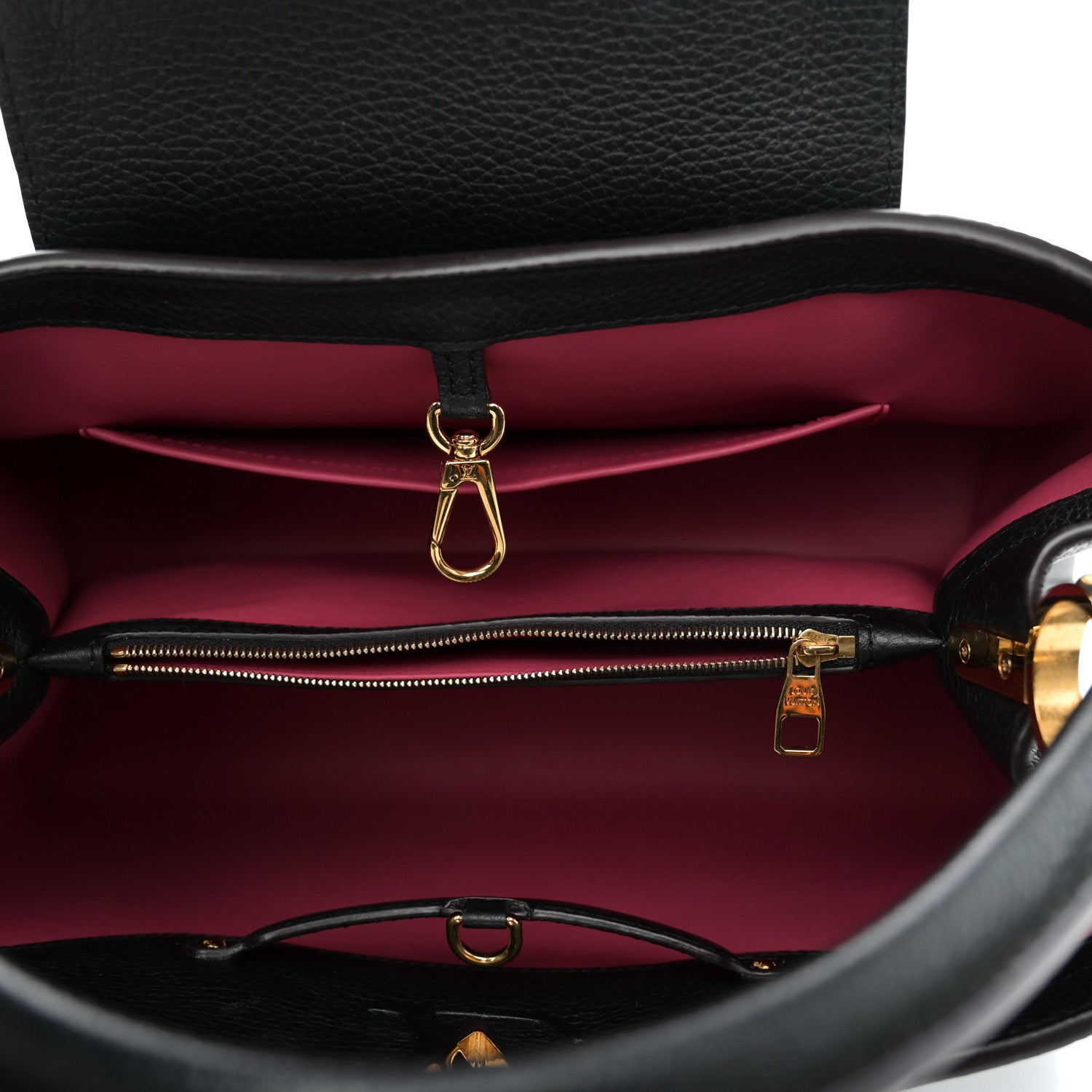 Louis Vuitton Taurillon Capucines MM  Black Fuchsia 5 of 9