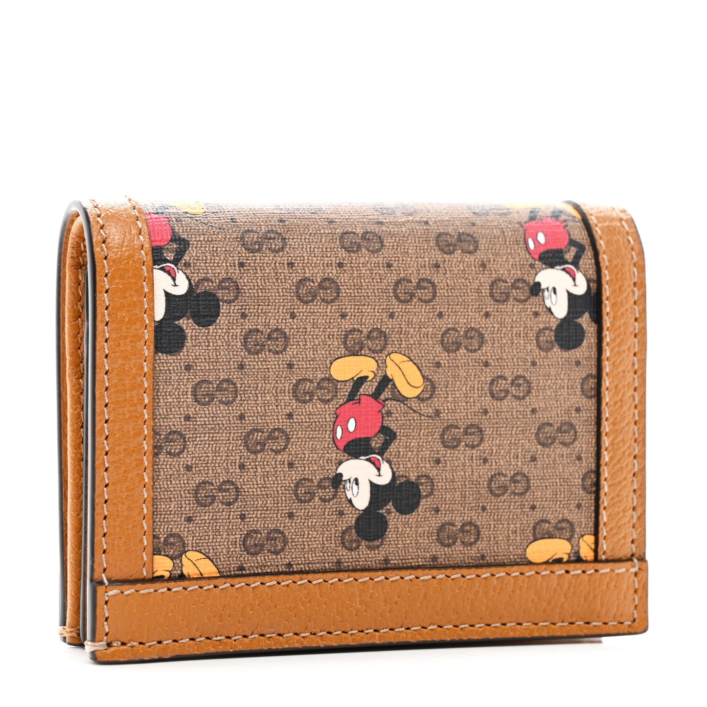 X DISNEY Mini Vintage GG Supreme Monogram Mickey Mouse Card Holder Wallet Beige Vintage Sun Oil