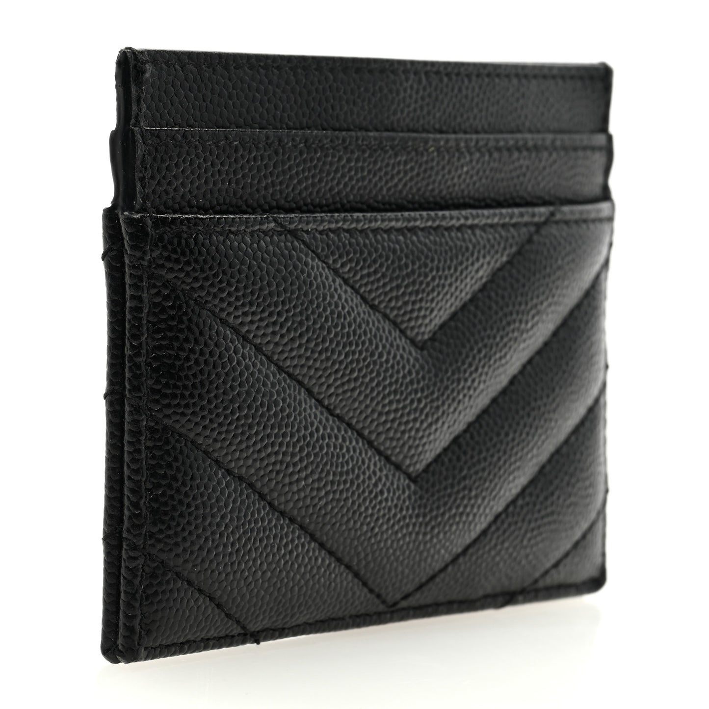 Grain De Poudre Matelasse Chevron Monogram Credit Card Case Black