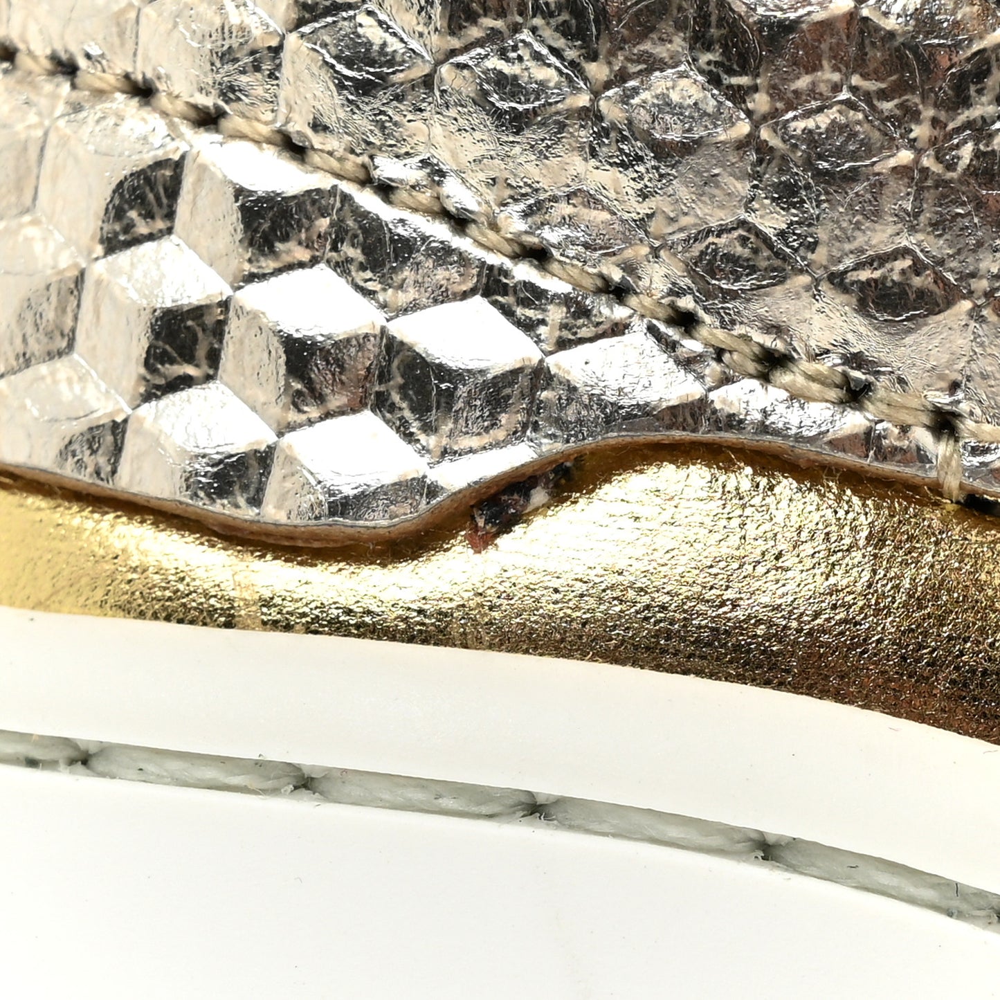 Metallic Calfskin Womens Aurelien Flat Sneakers 38 Gold White