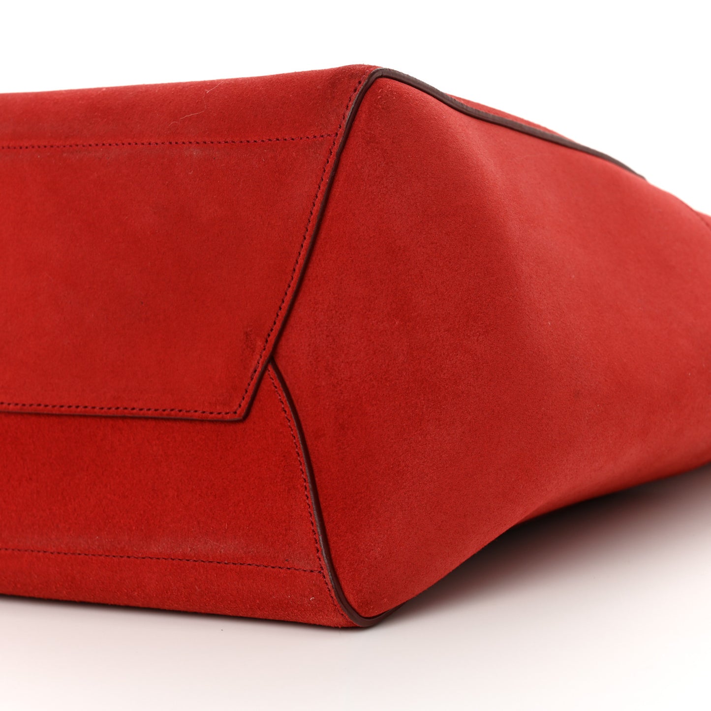 Suede Calfskin Sangle Bucket Bag Red