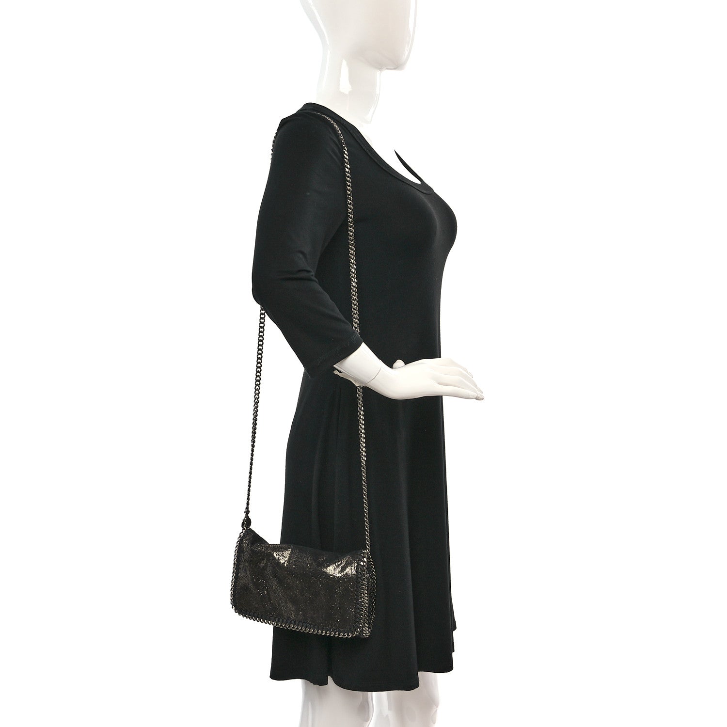 Stella McCartney Chamois Shiny Dotted Falabella Crossbody Bag Ruthenium 2 of 10