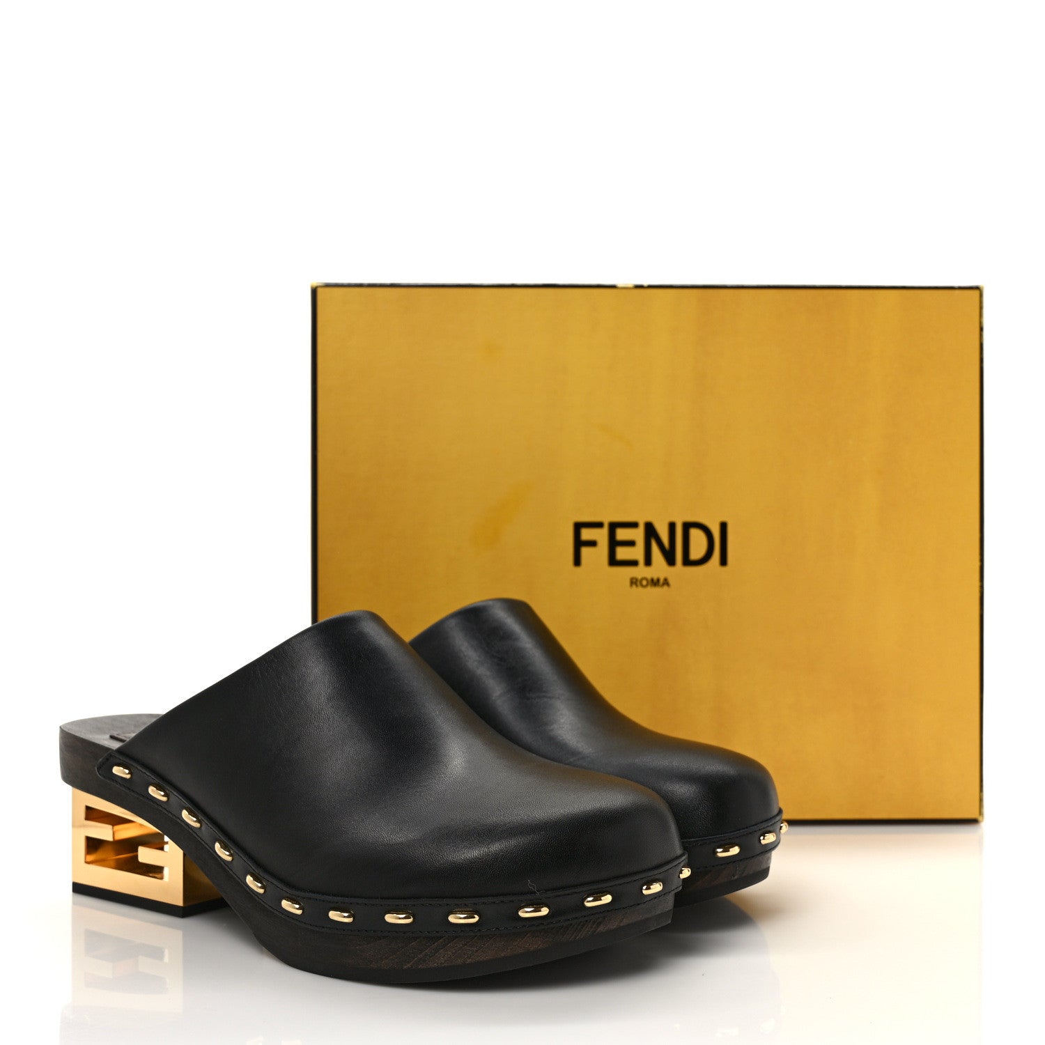 Fendi Vitello Baguette 25/60mm Clogs 40 Black 8 of 8
