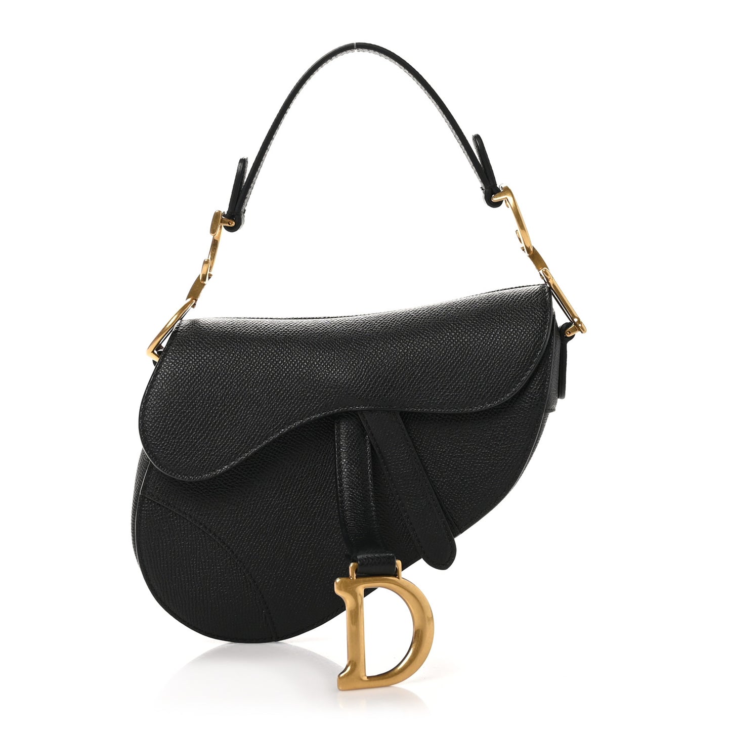 Grained Calfskin Mini Saddle Bag Black